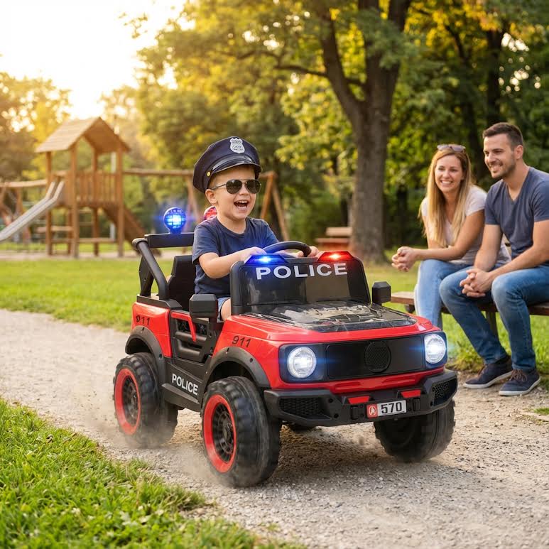 Kids Ride On G-Wagon Police Car Red - Image 3