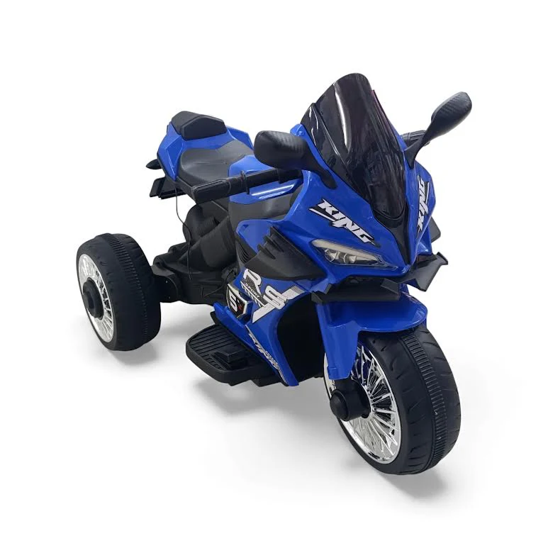 Kids Ride On Motorbike Black & Blue - Image 2