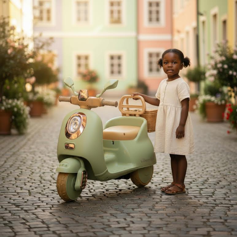 Kids Ride On Scooter Olive & Brown - Image 5
