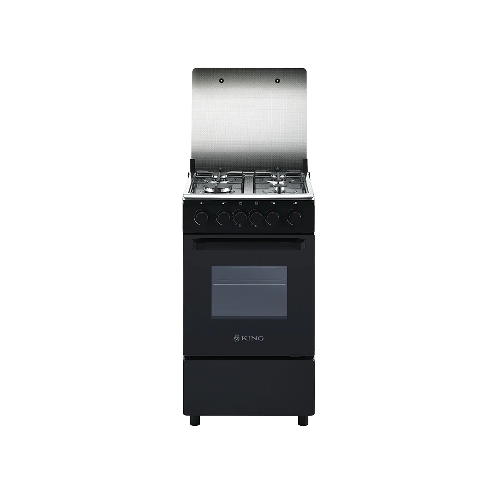 King Outdoor 50x50 Full Gas Stove with Grill – Matt Black & Stainless Steel KGI5050B