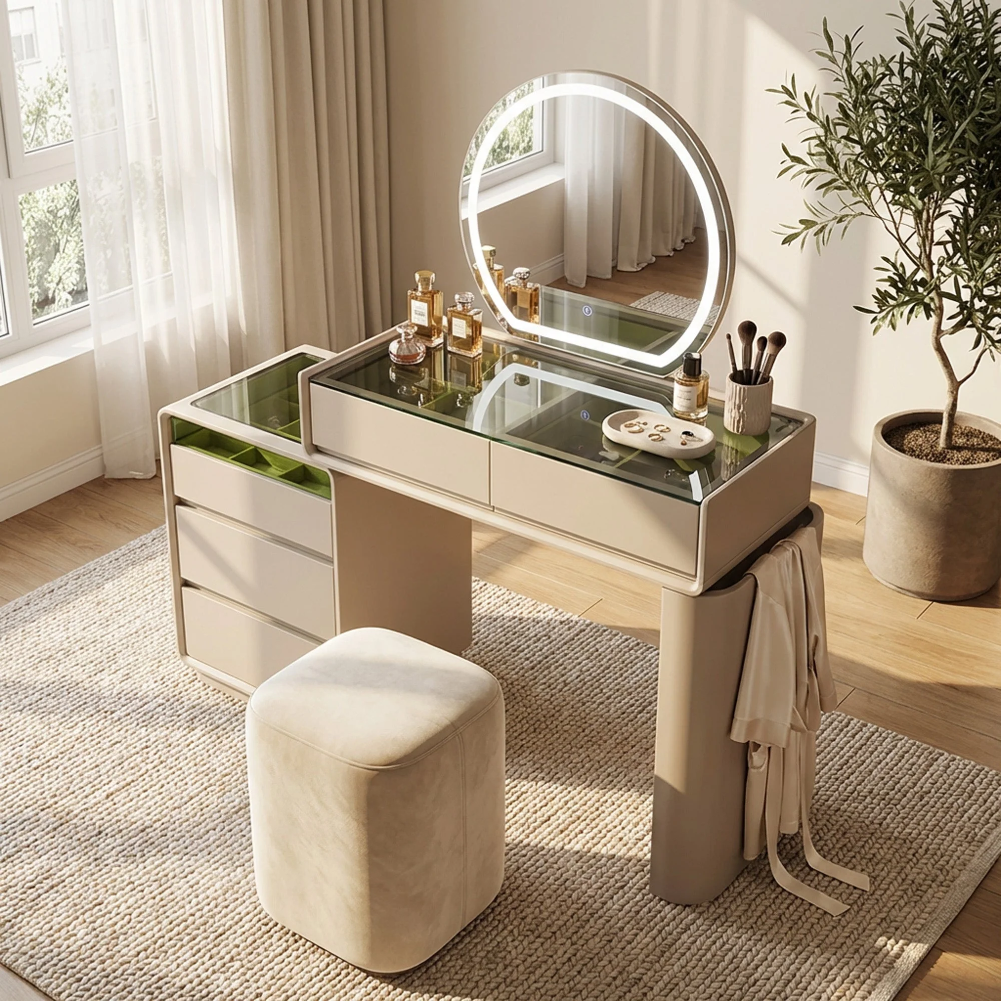 LED Dressing Table Beige - Image 3