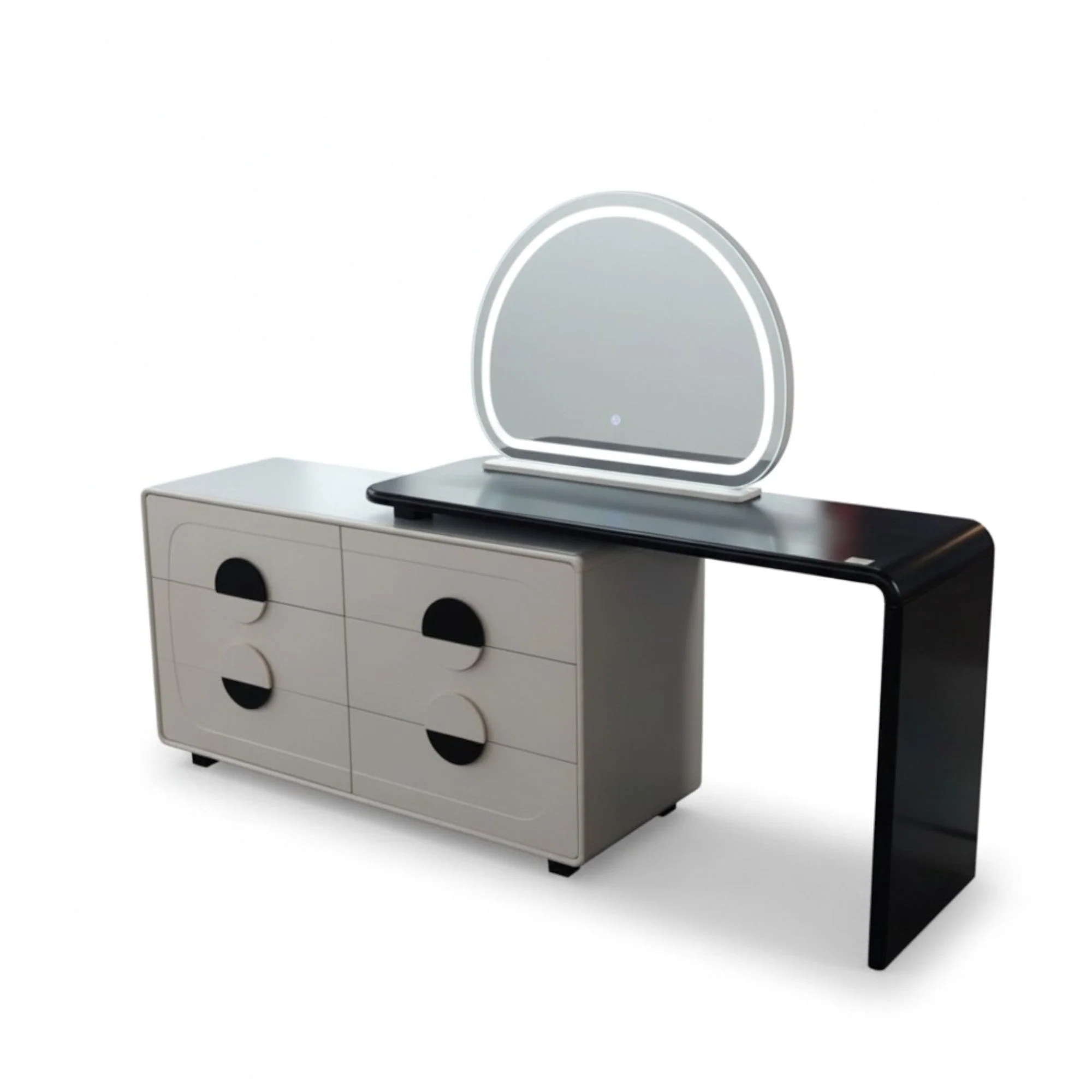 LED Dressing Table Black & Cream - Image 5