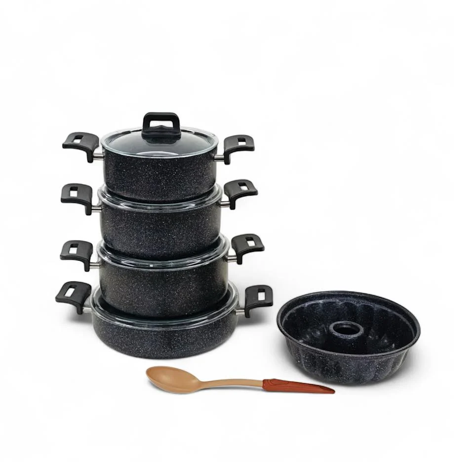 10 Piece Turkish Granite Pot Set Black - Image 4