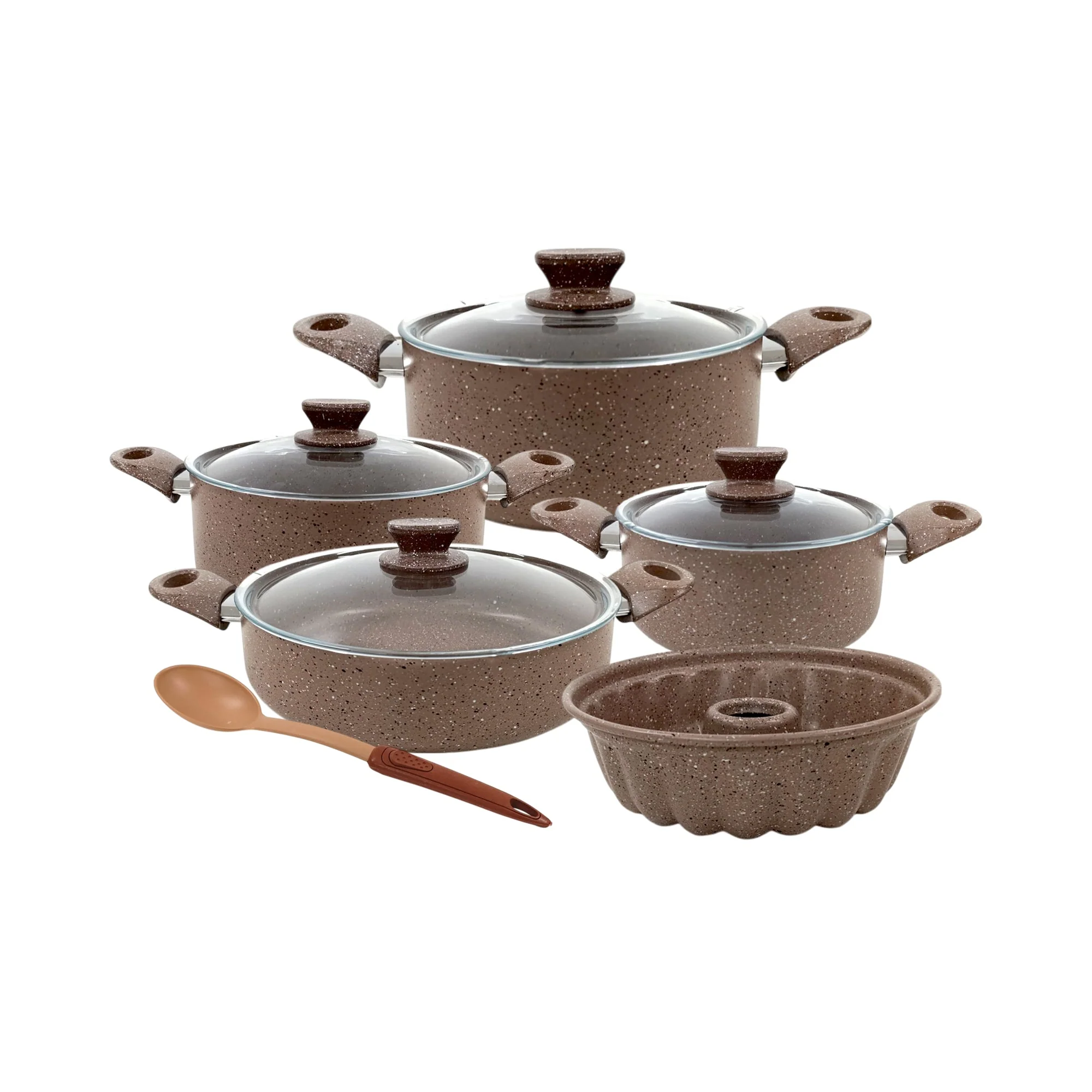 10 Piece Leydi Turkish Granite Pot Set Brown - Image 2
