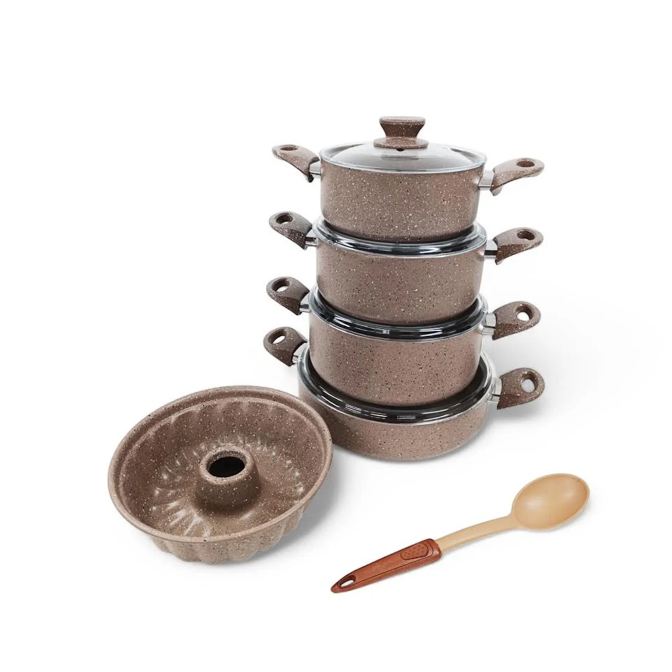 10 Piece Leydi Turkish Granite Pot Set Brown - Image 4