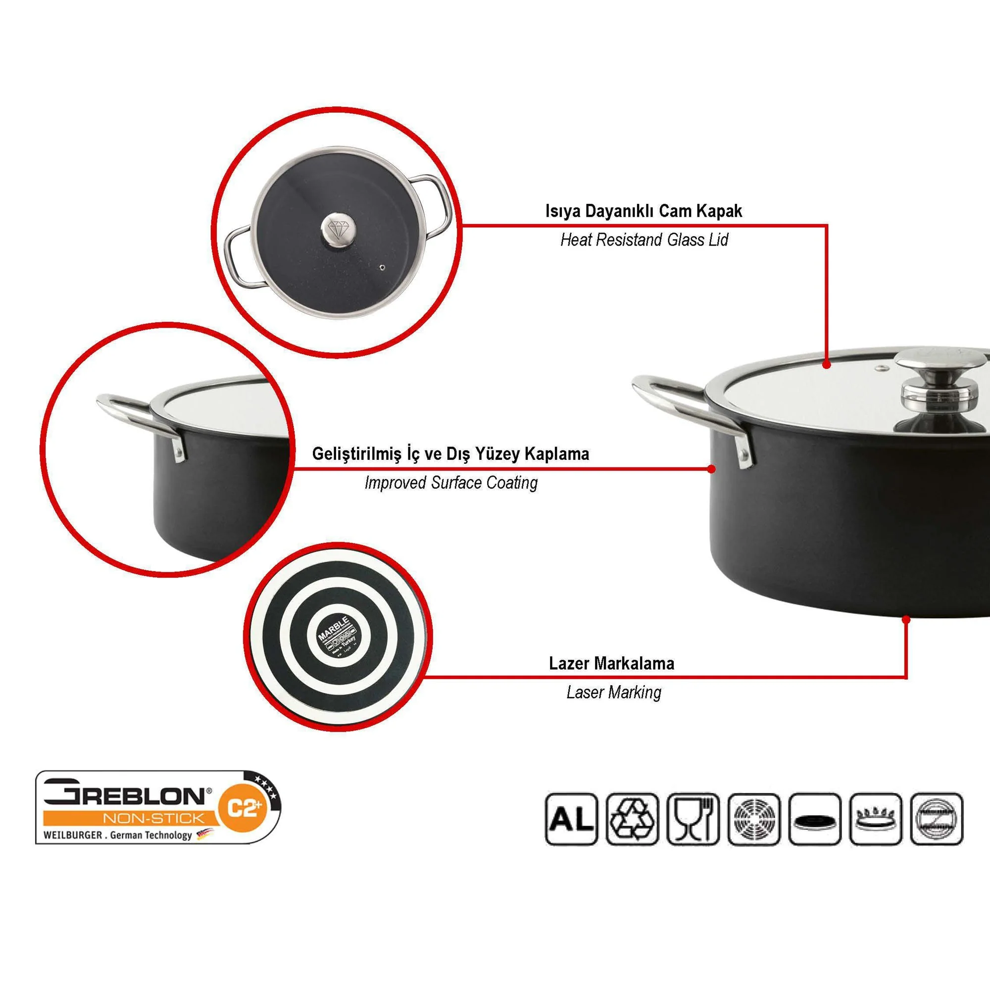 Leydi Mia Kısa 26cm Low Casserole Black - Image 3