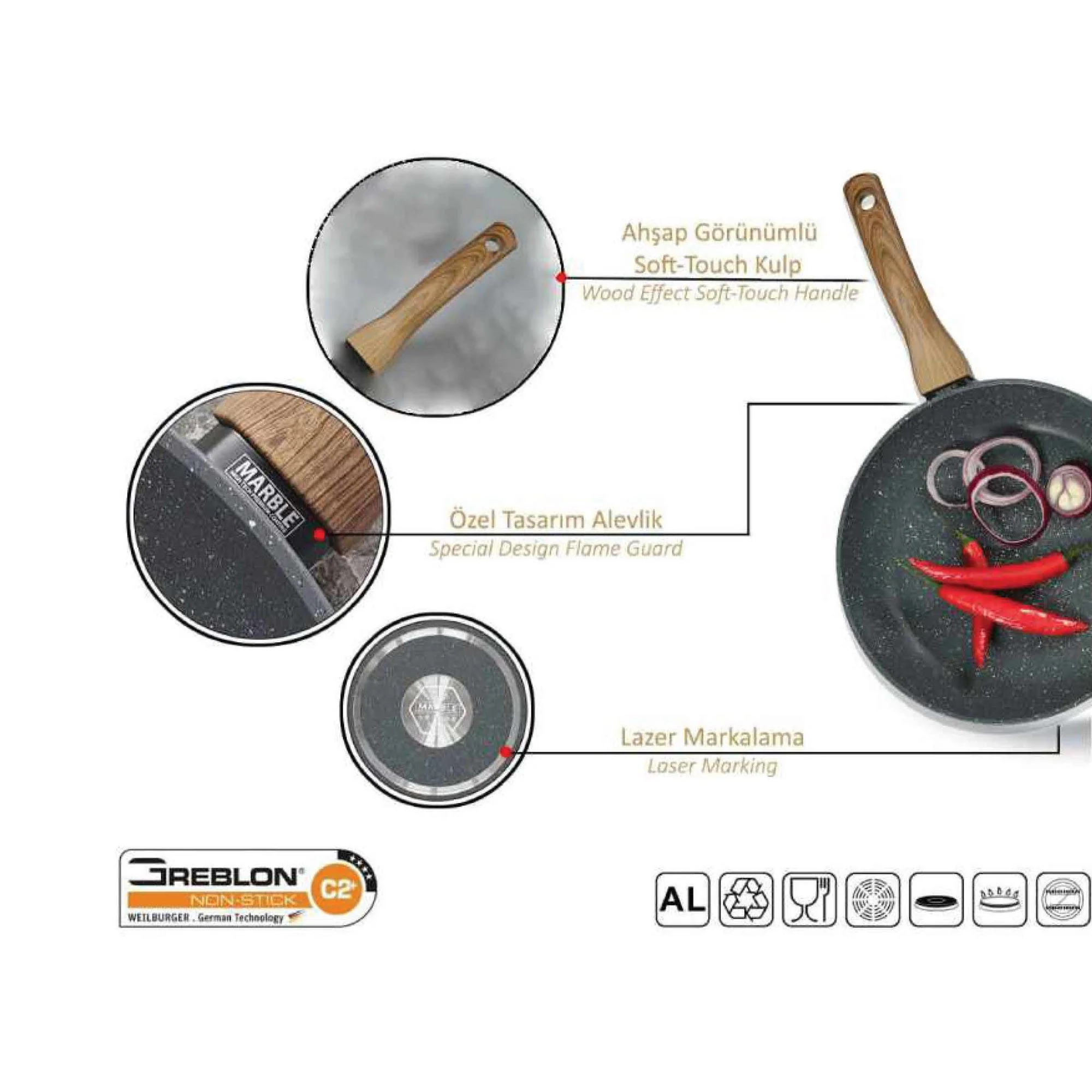 Leydi Natura 30cm Fry Pan Grey - Image 3