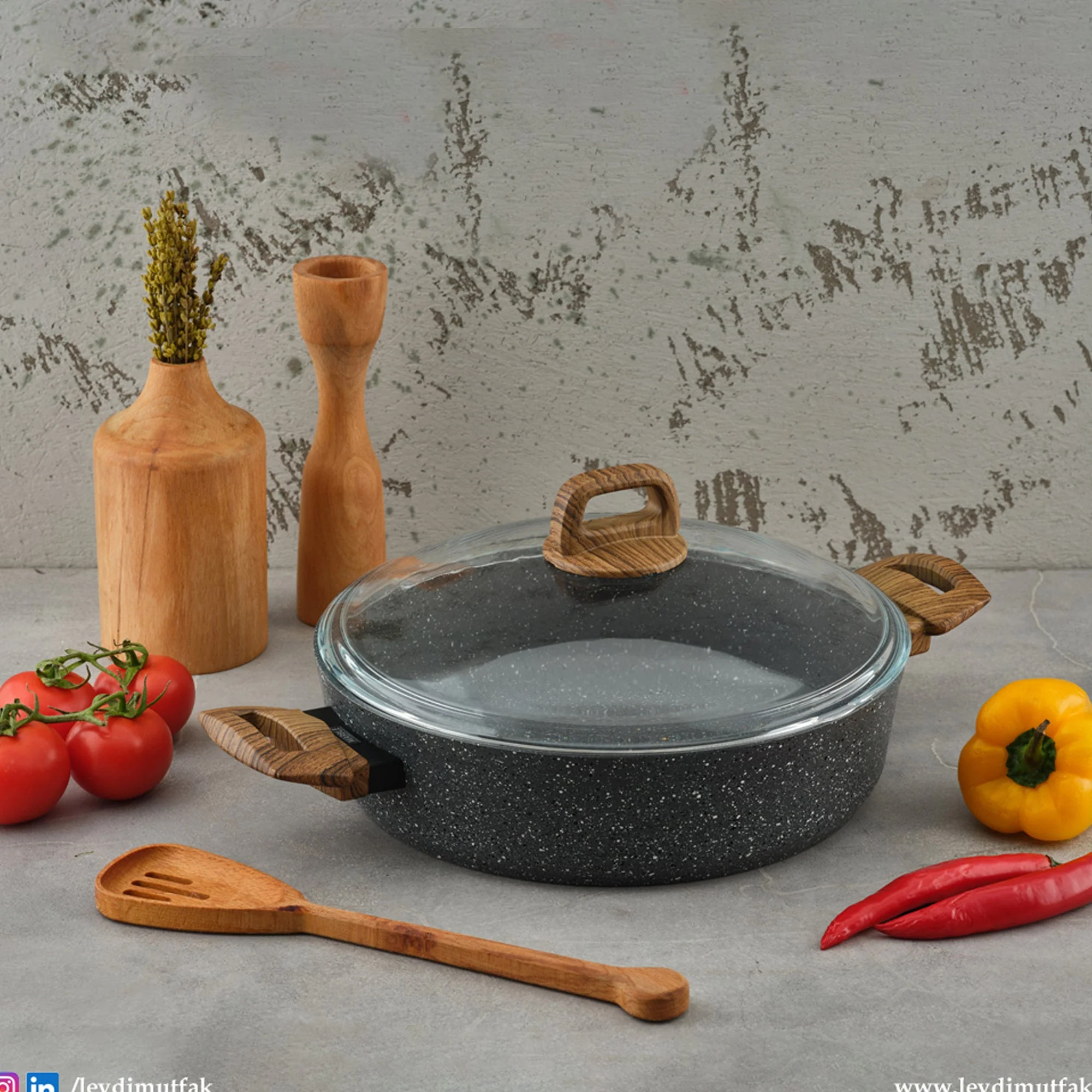 Leydi Natura Kısa 28cm Low Casserole Grey - Image 4