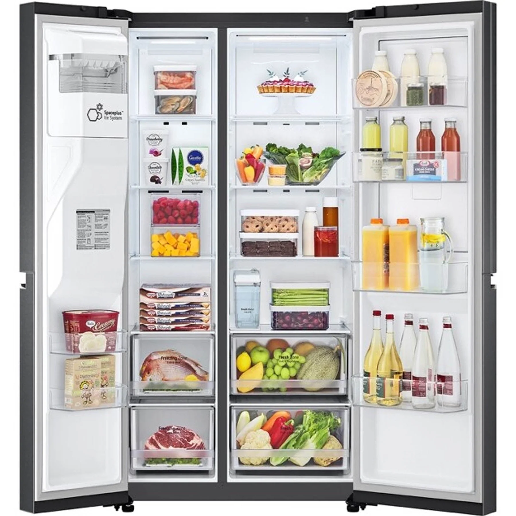 LG 611Lt Matt Black Steel Side by Side Refrigerator - Image 4