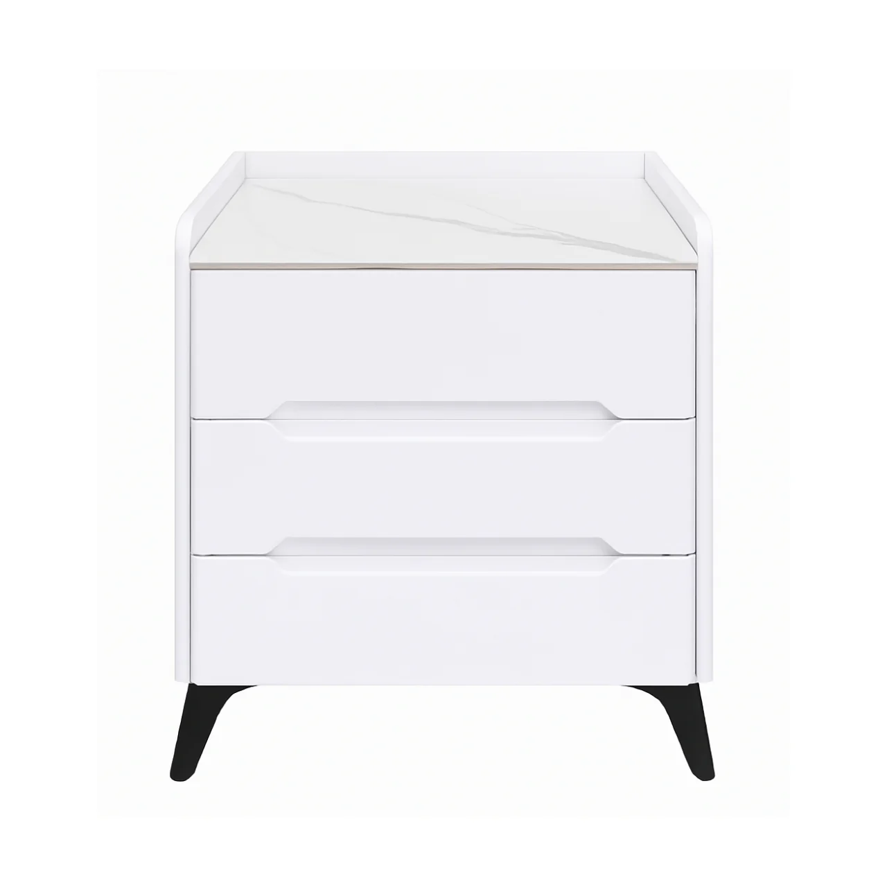 Marble Top White Three-Drawer Nightstand – MW443