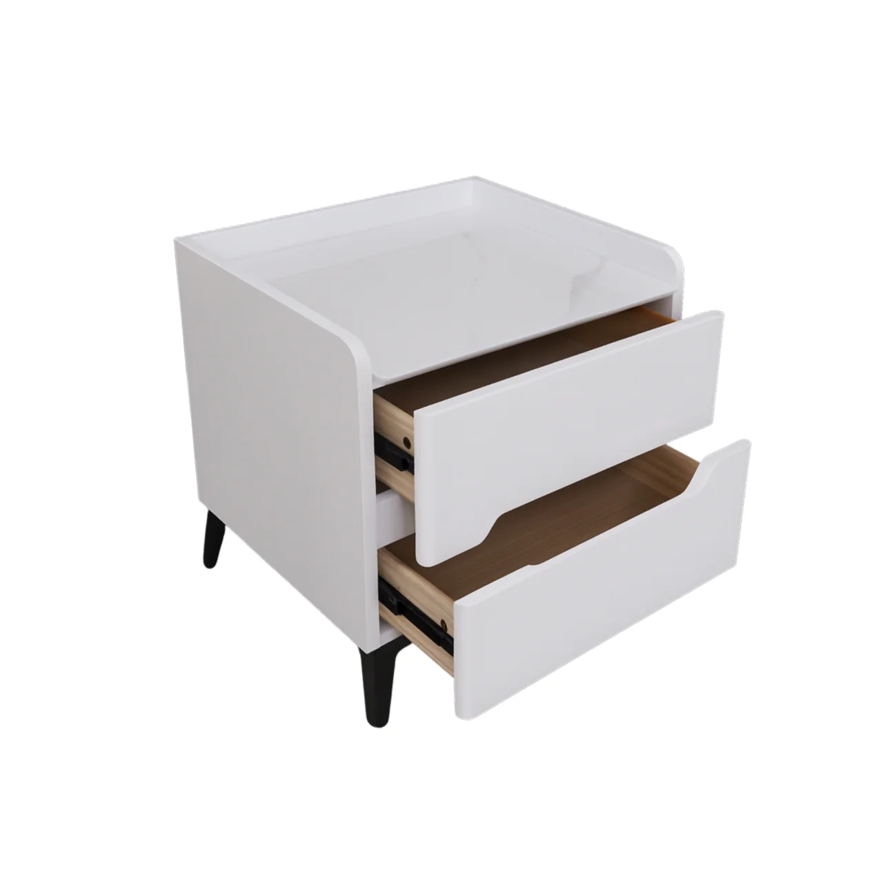 Marble Top White Two-Drawer Nightstand – MW442 - Image 2