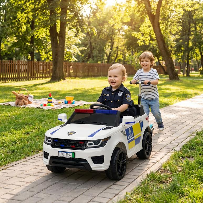 Range Rover style Design Kids Police Car Ride On White - Image 3