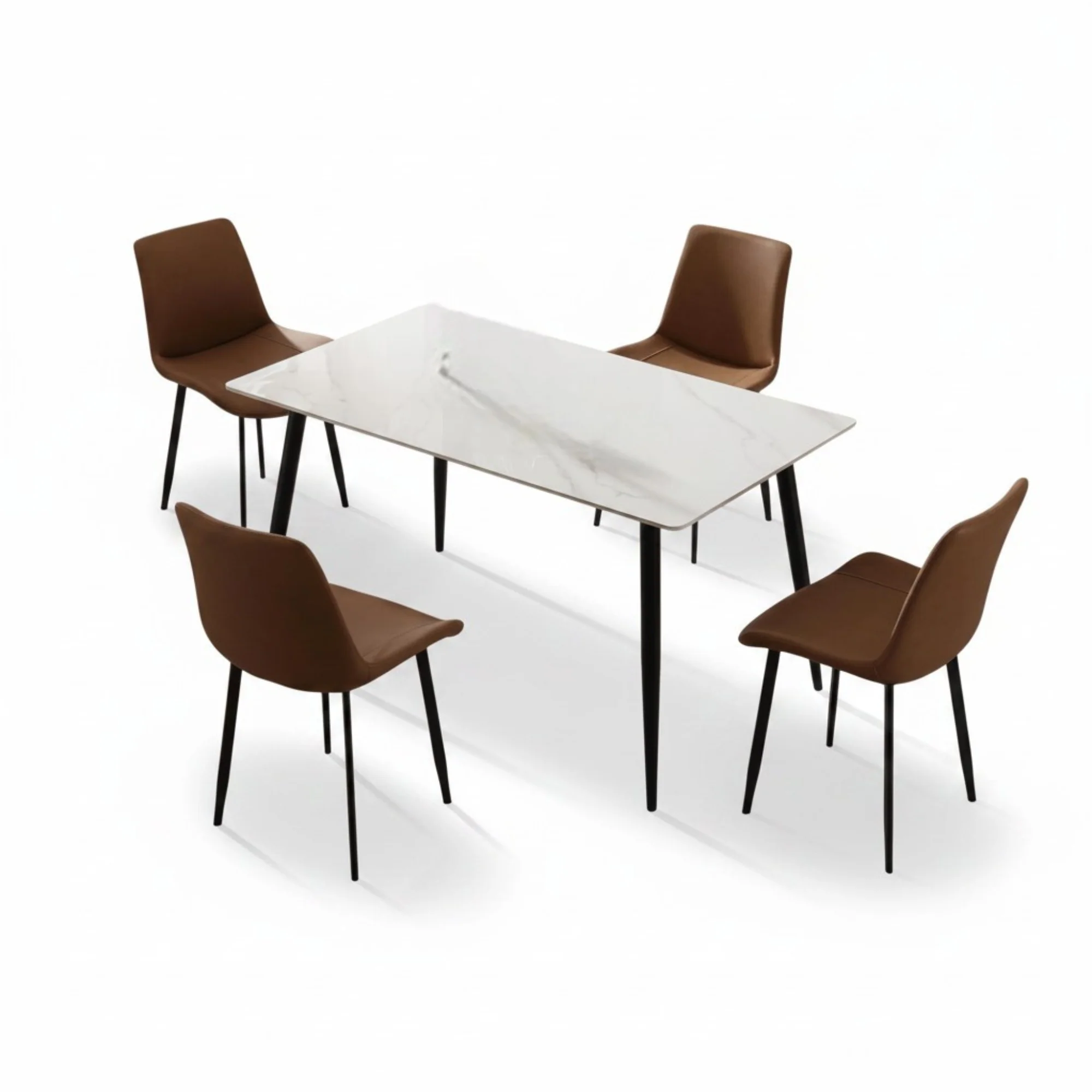 MF Grey Marble Dining Table Set 5 Piece