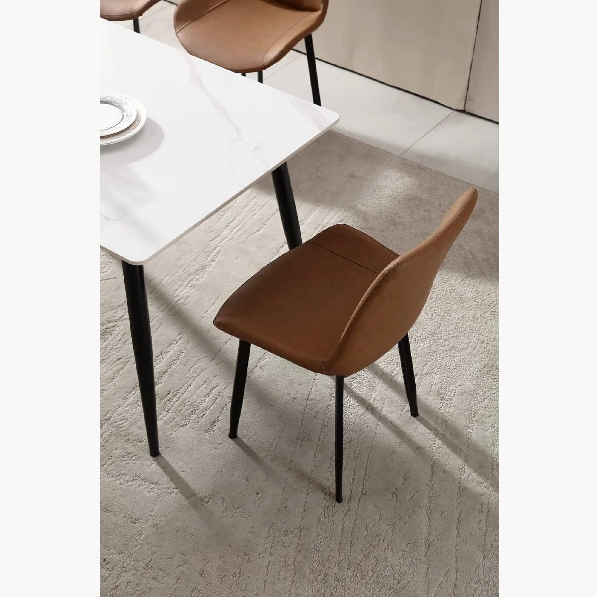MF Grey Marble Dining Table Set 5 Piece - Image 2