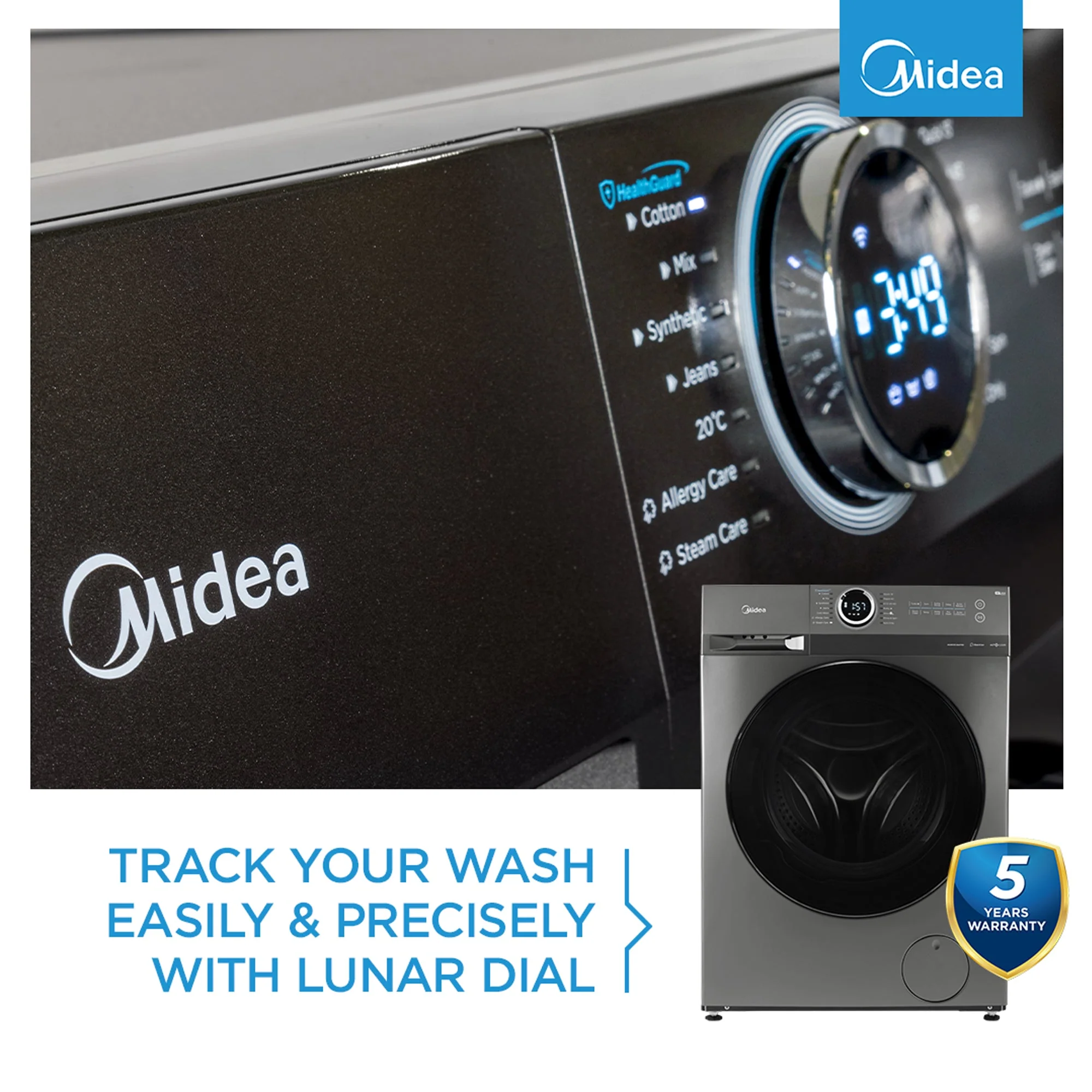 Midea 10kg Front Loader Washing Machine Titanium - Image 3