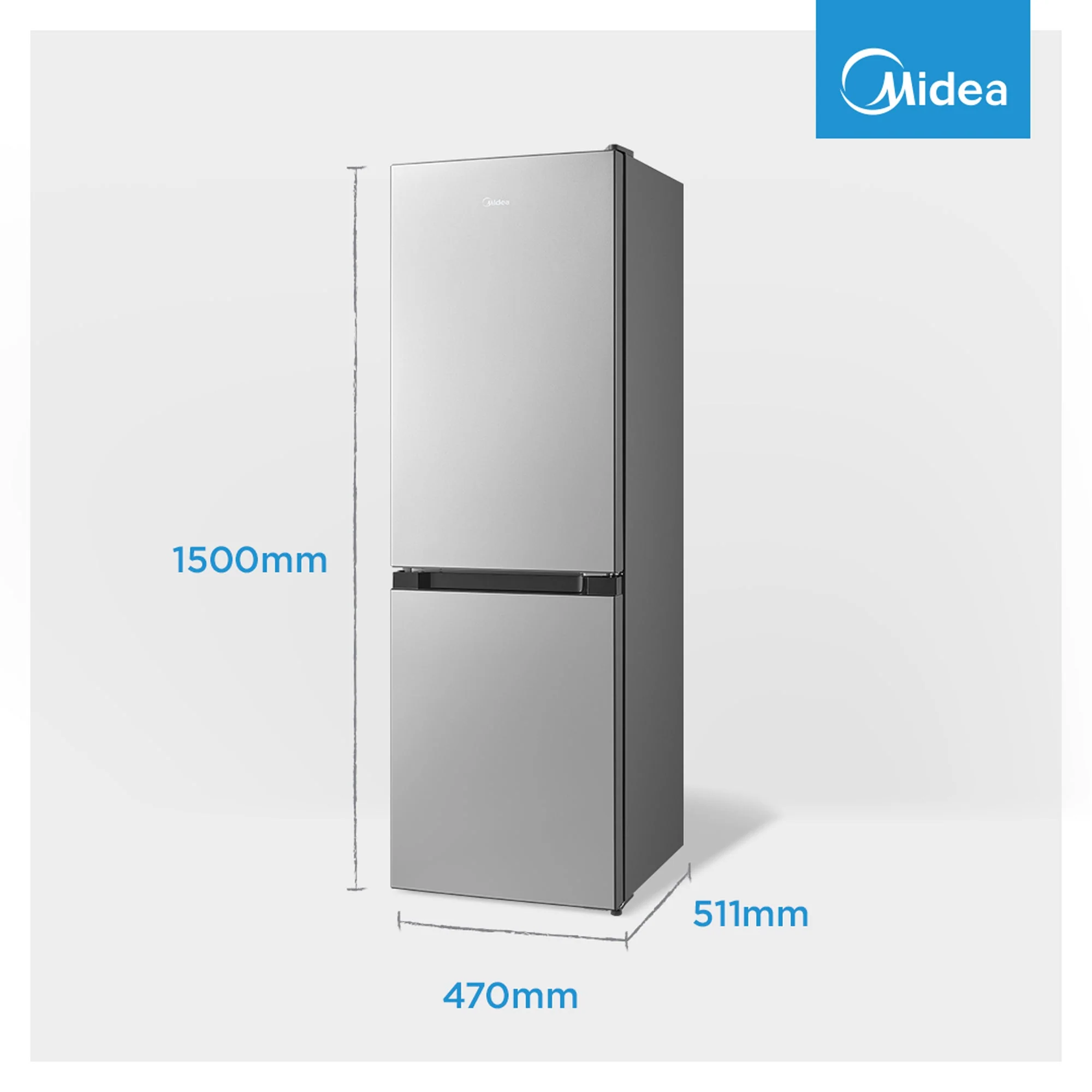 Midea 169L Bottom Freezer Fridge Silver - Image 8