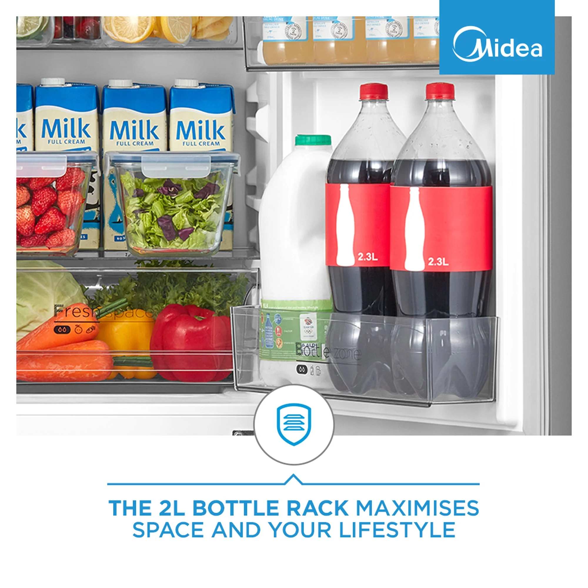 Midea 169L Bottom Freezer Fridge Silver - Image 9