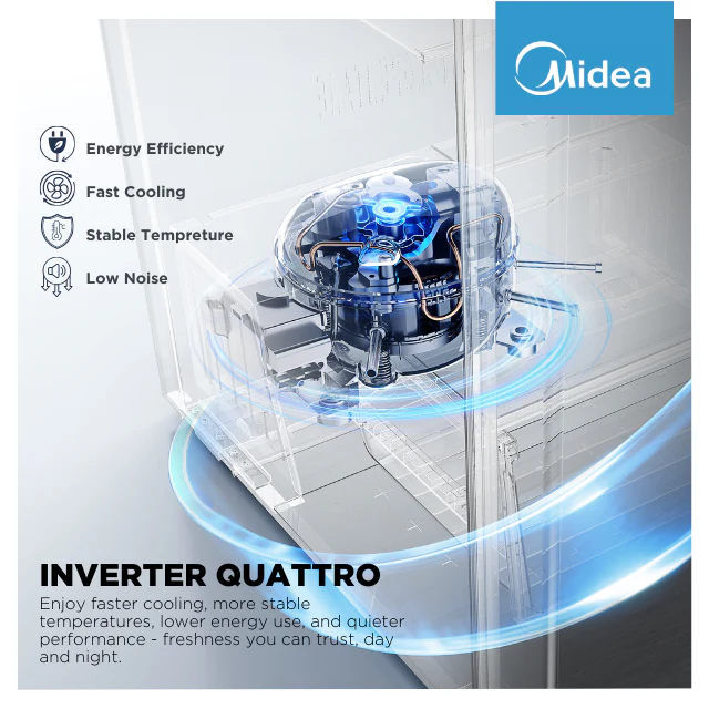 Midea 262L Silver Frost Free Bottom Mount Freezer - HD-359RWEN - Image 10