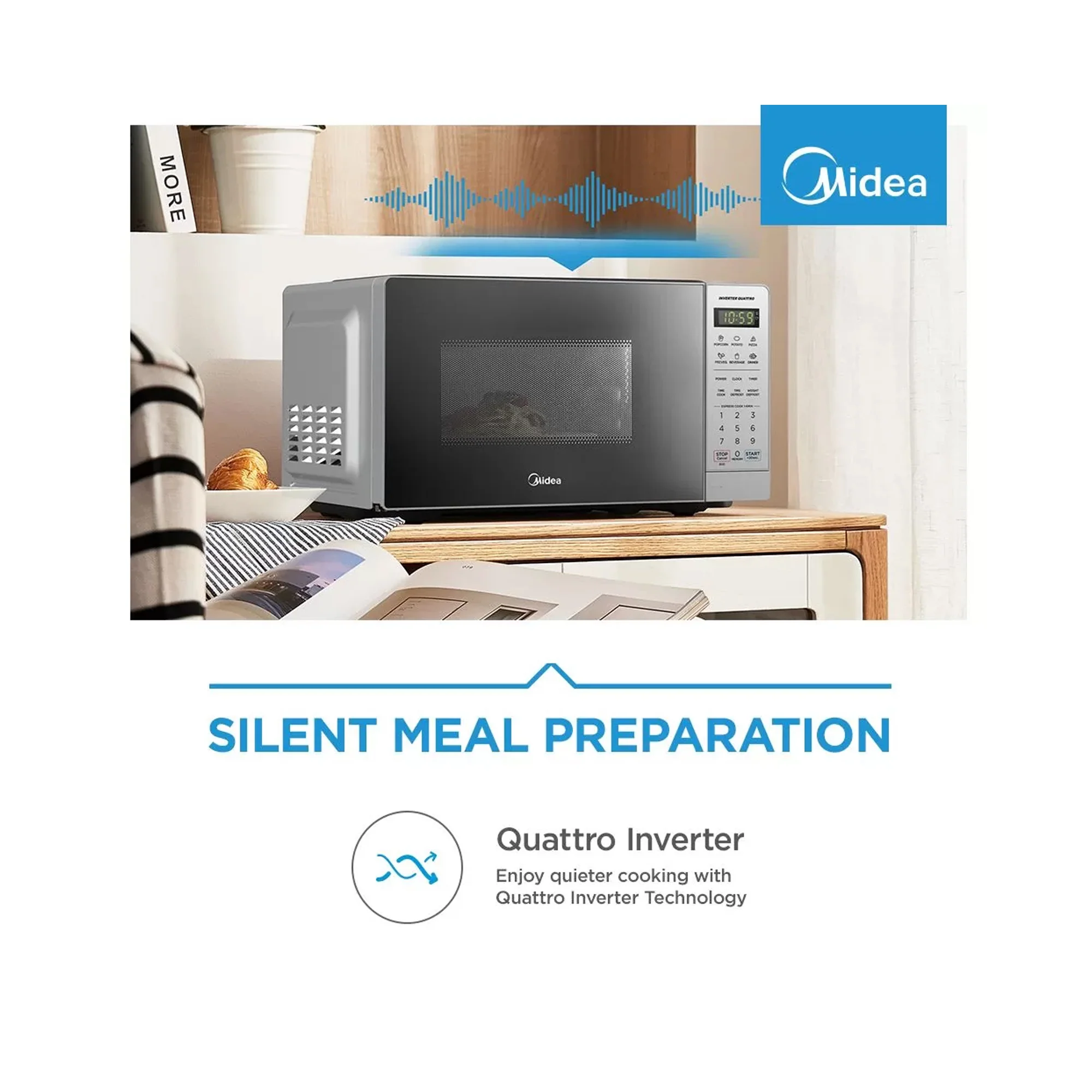 Midea Digital Smartwave Microwave Silver EM20 - Image 4