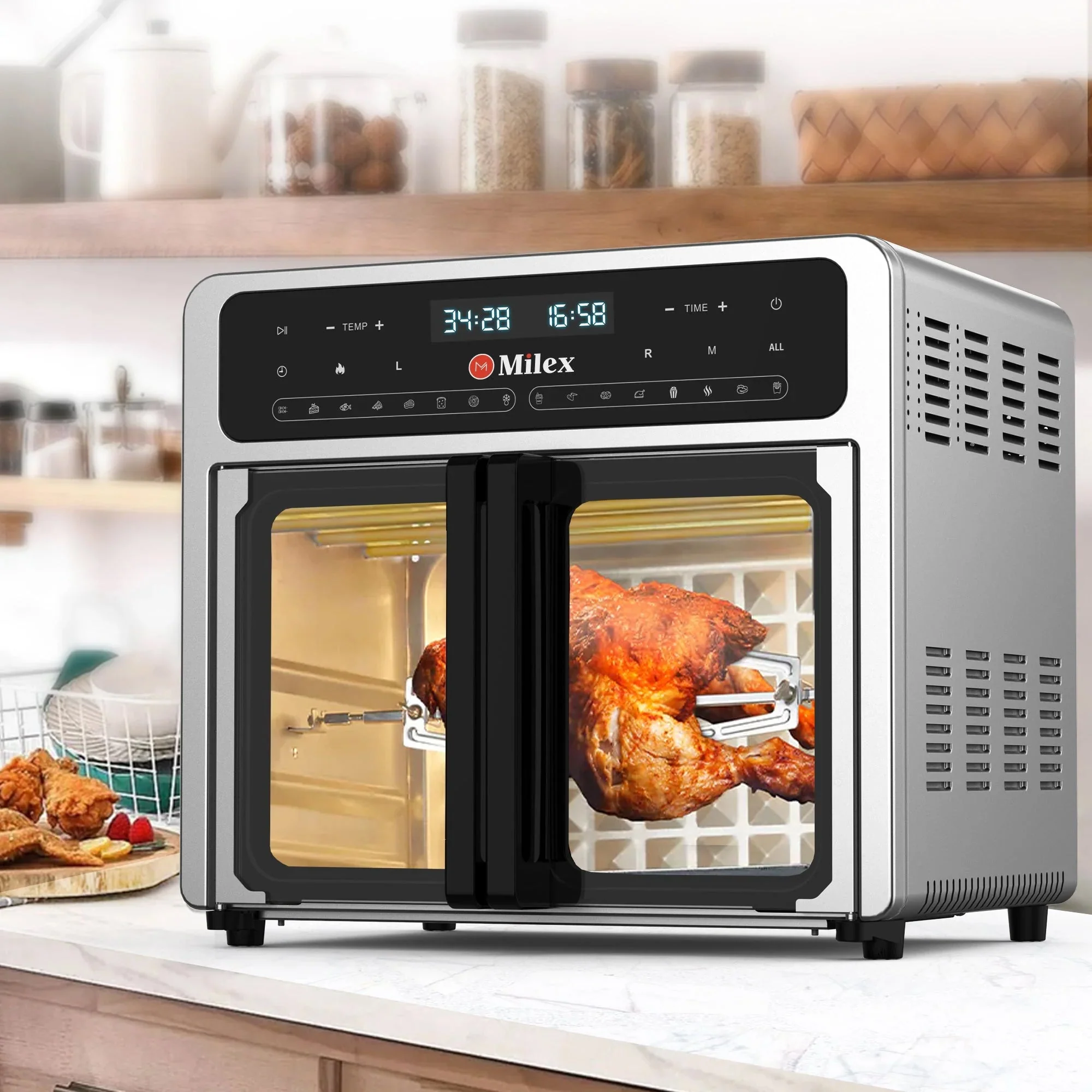 Milex 24Lt Deluxe Rotisserie Airfryer Black & Silver - Image 4