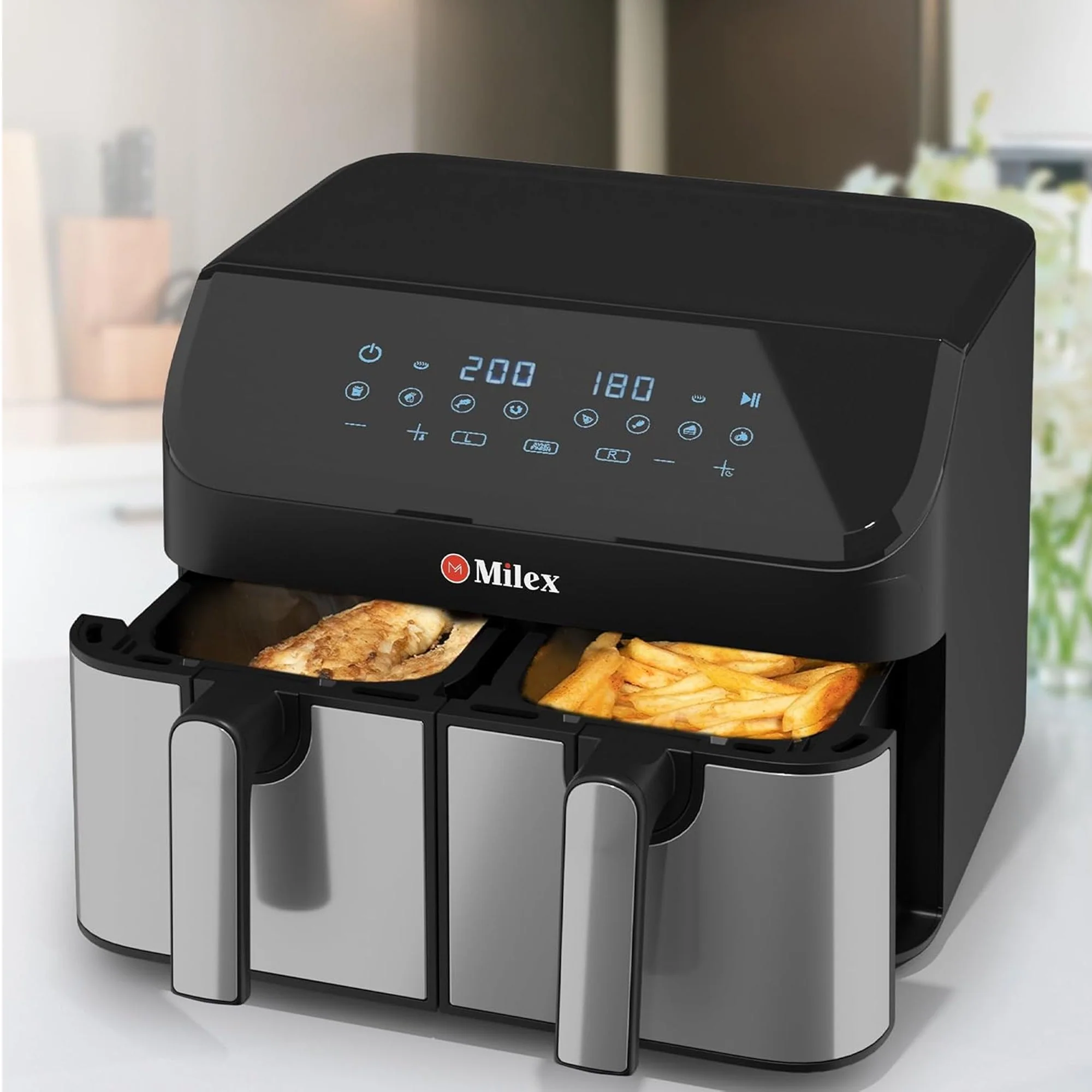 Milex 9Lt Dual Airfryer Silver - Image 3
