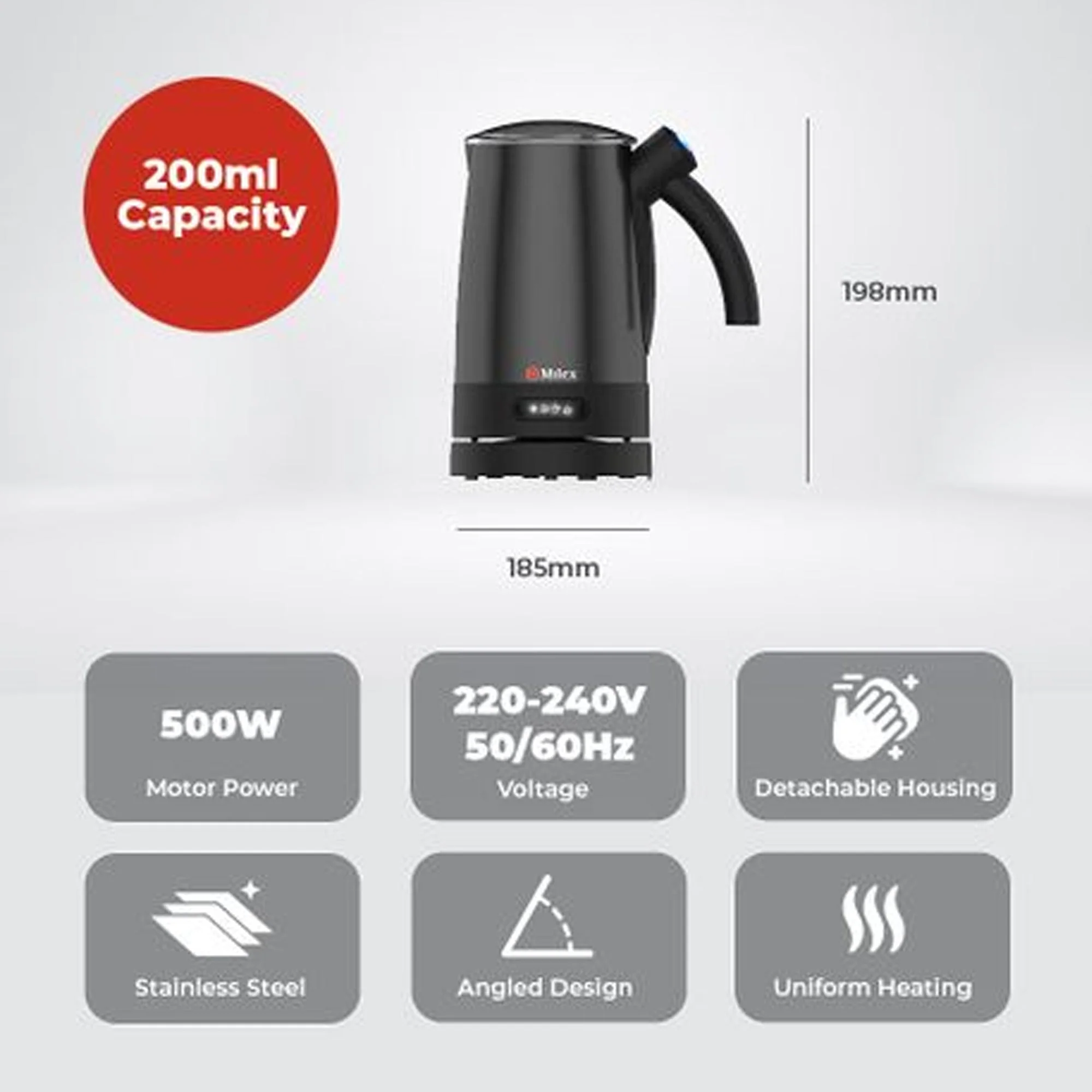 Milex Creamy Craft Milk Frother Black - Image 4
