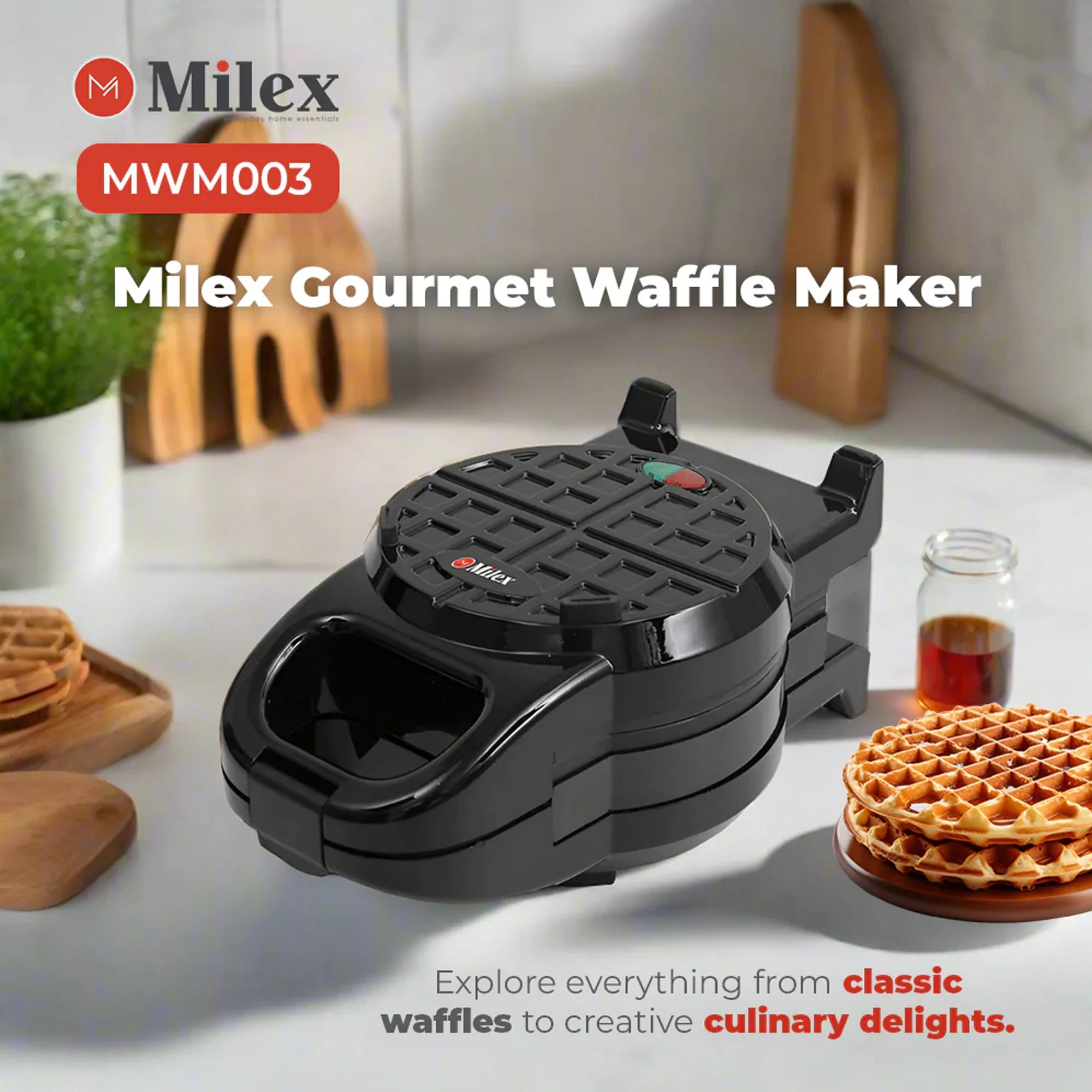 Milex Gourmet Waffle Maker Black - Image 3