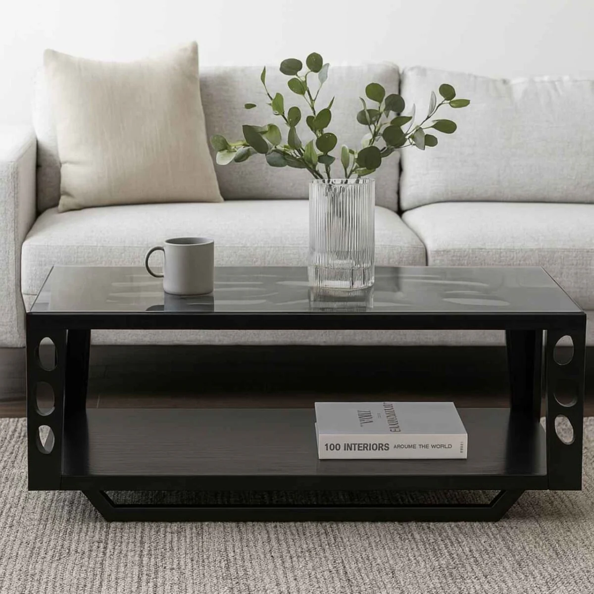 Modern Black Laser-Cut Coffee Table – MWCT243 - Image 2