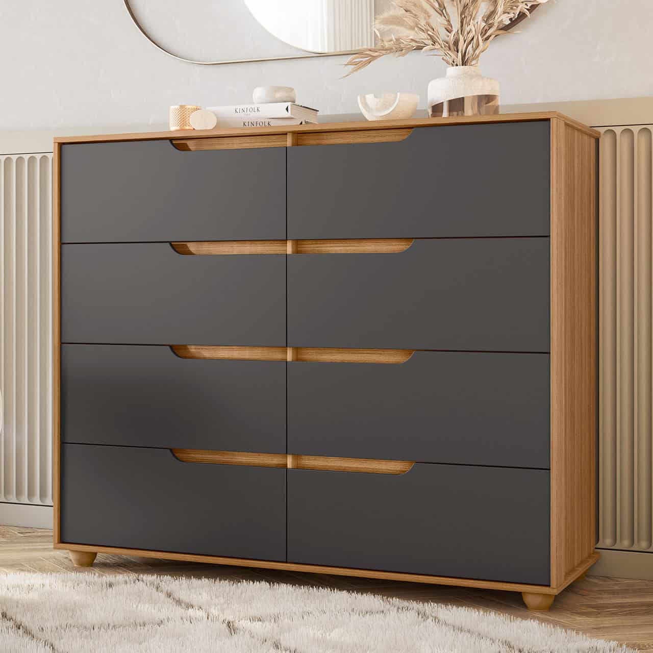 Modern Chest Of Draws Doble – Nature/Titanium MWBR9626 - Image 3
