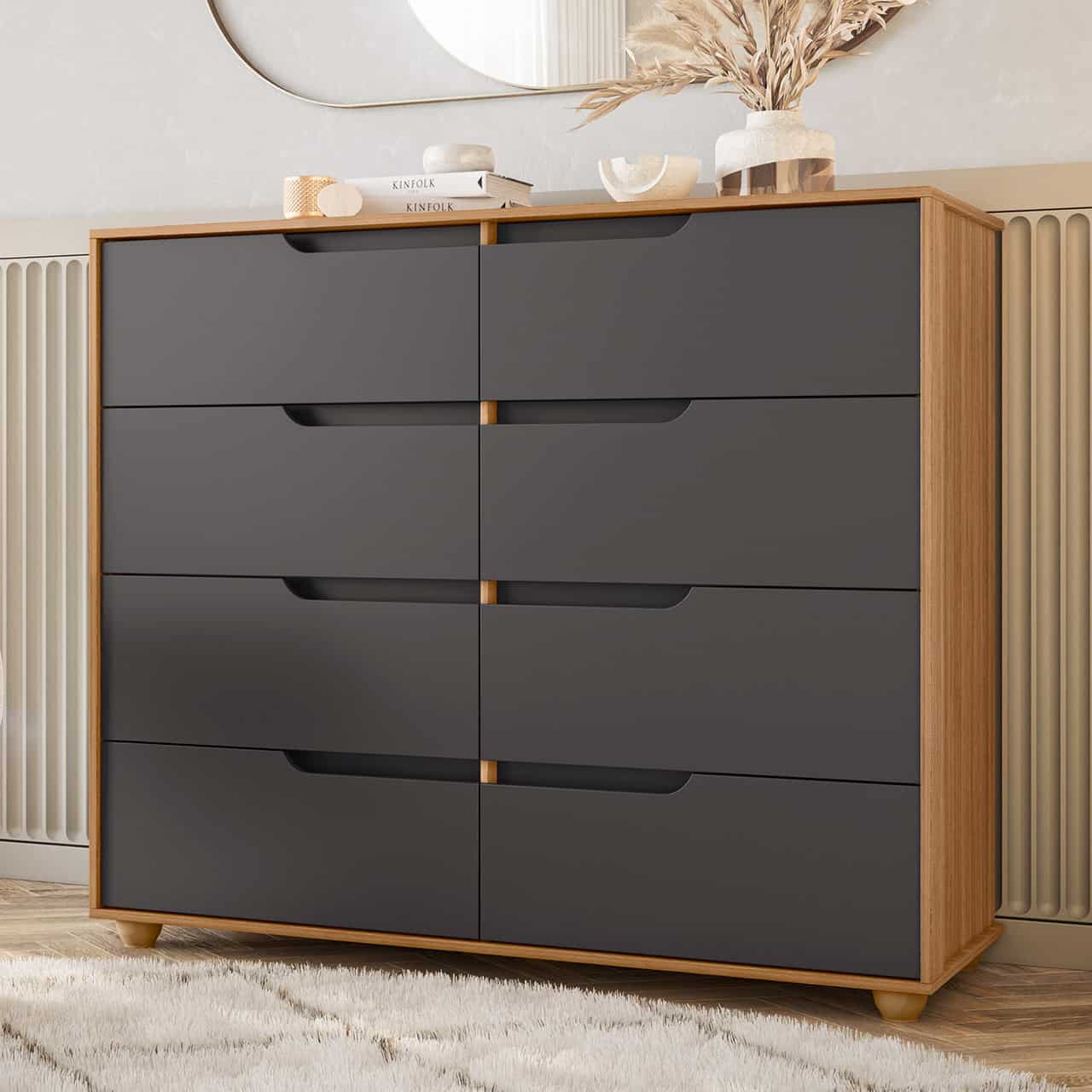 Modern Chest Of Draws Doble – Nature/Titanium MWBR9626 - Image 4