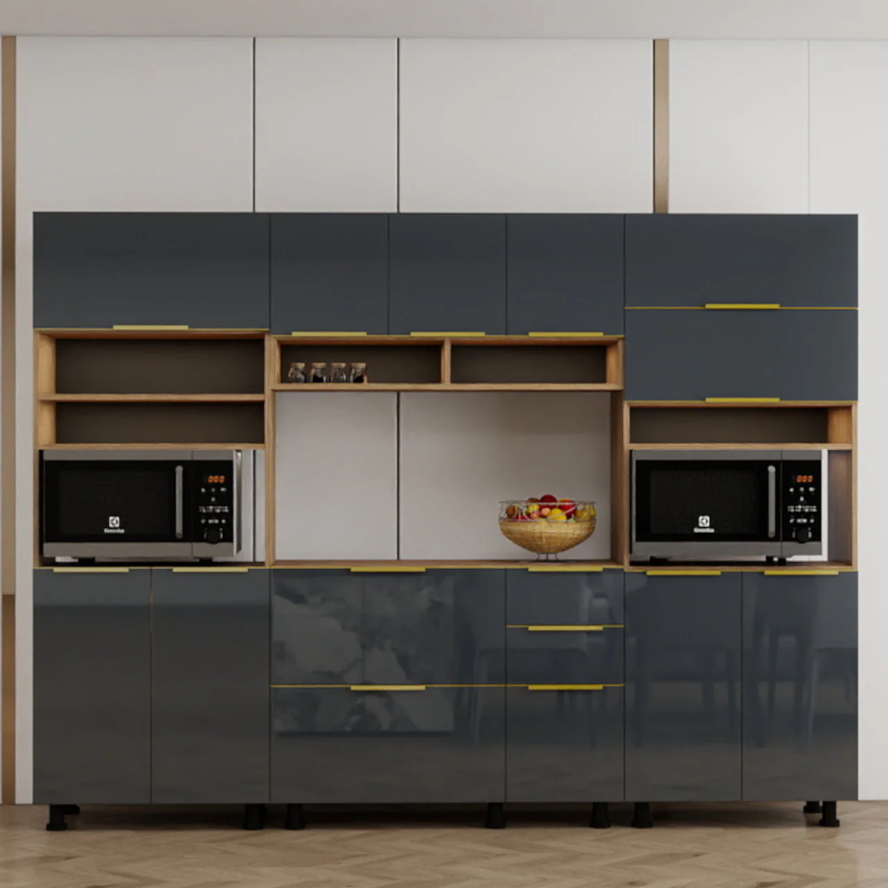 Modern Kitchen Set – Grey + Walnut MW960 - Image 2