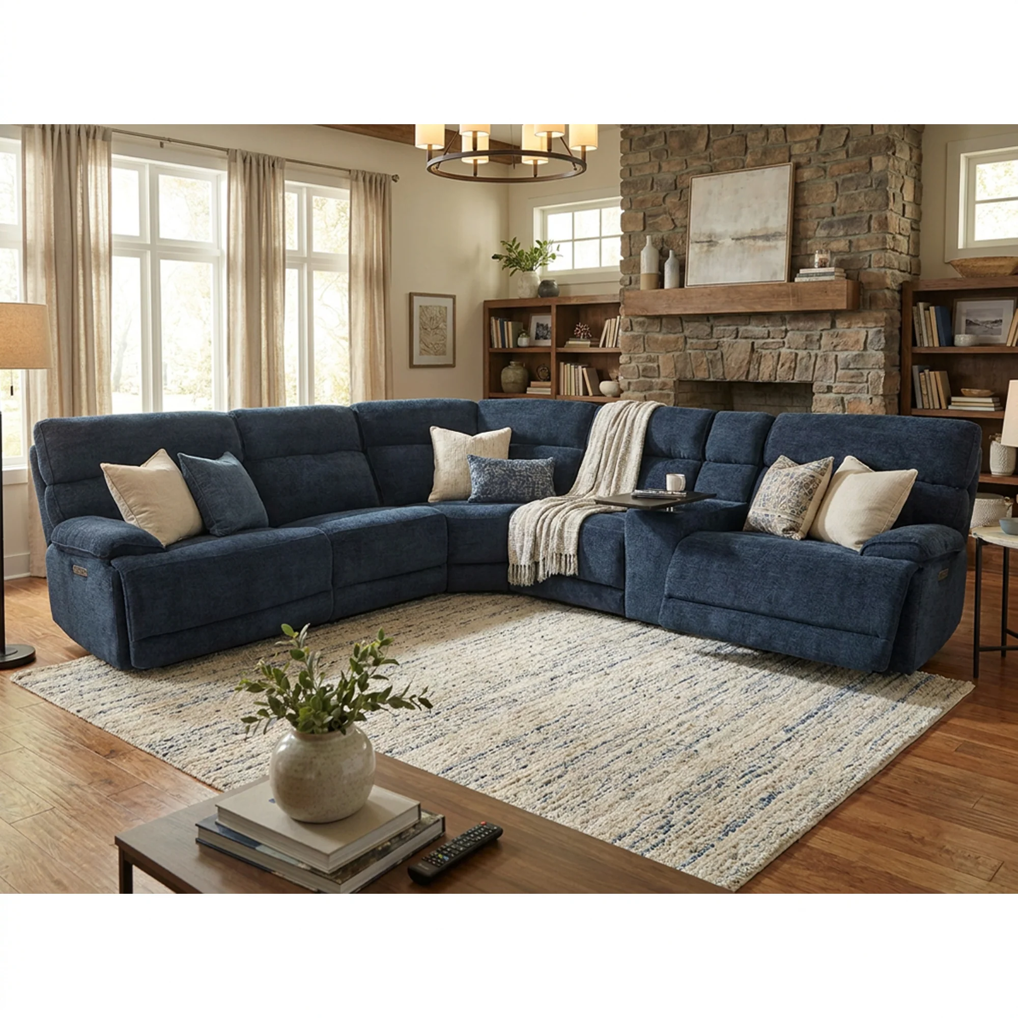 Modern Modular Sectional Fabric Electric Reclining Sofa Corner EU-71287M - Image 6