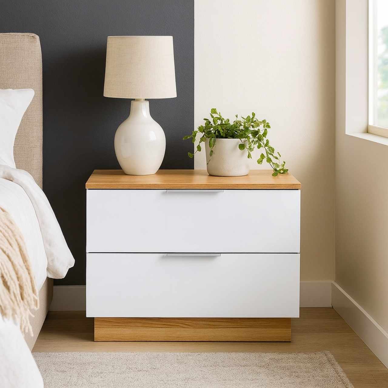 Modern Oak Nightstand MW240 – Two Colour Options - Image 2
