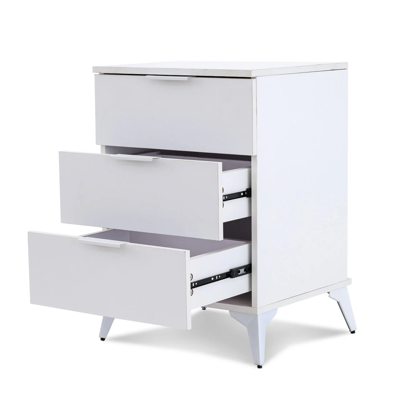 Modern White 3 Drawer Nightstand – MW351 - Image 2