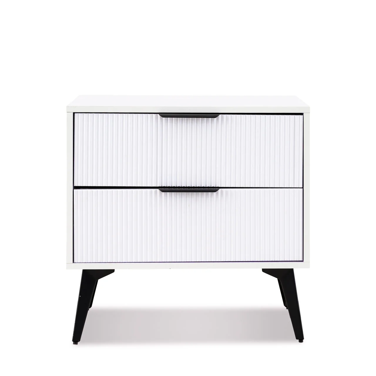 Modern White Two-Drawer Nightstand – MW230