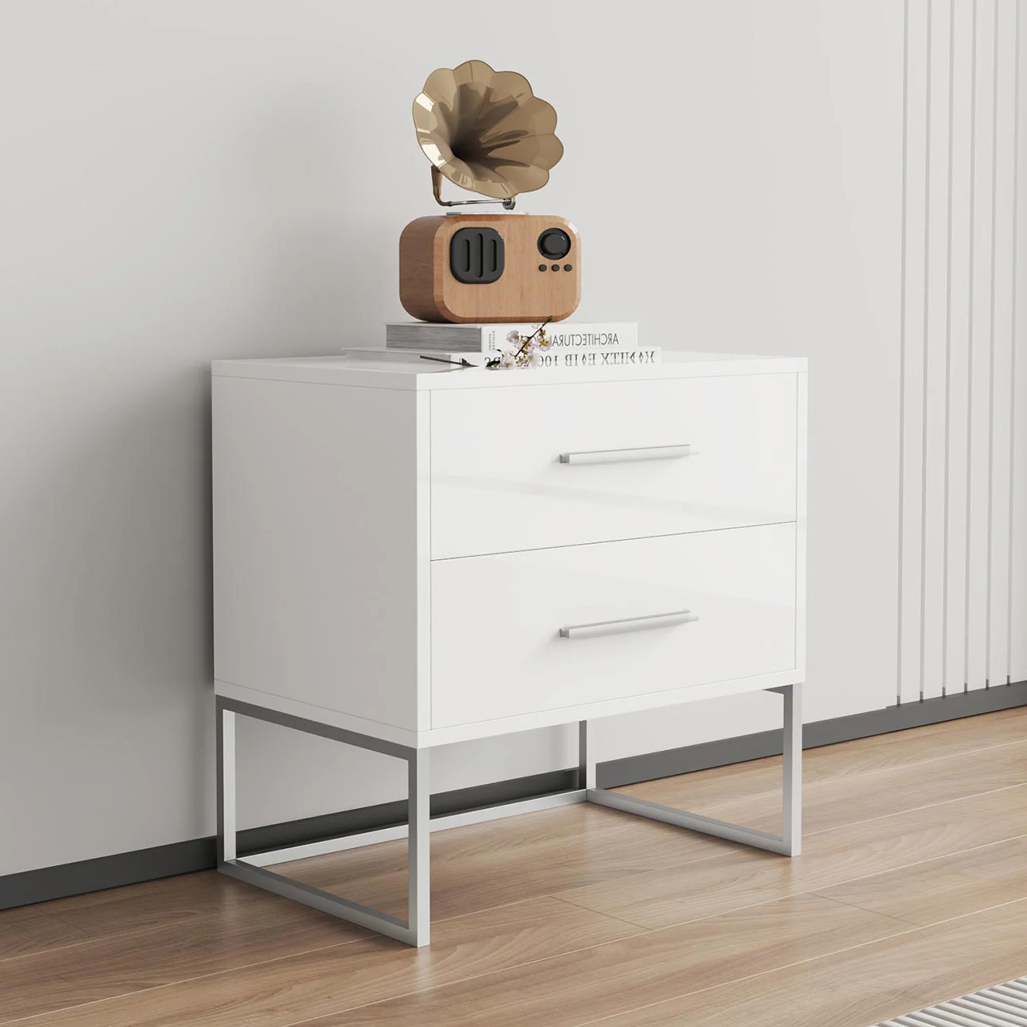 MW234 Contemporary Nightstand – White - Image 2