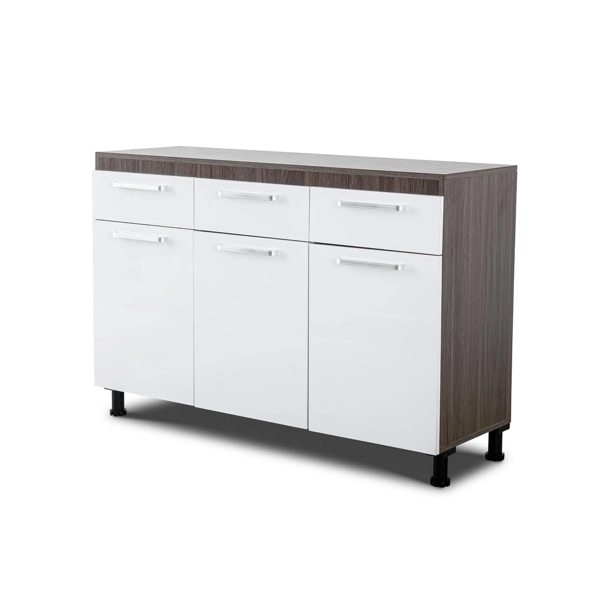 MW9703DB 3 Door Base – White + Dark Oak - Image 3