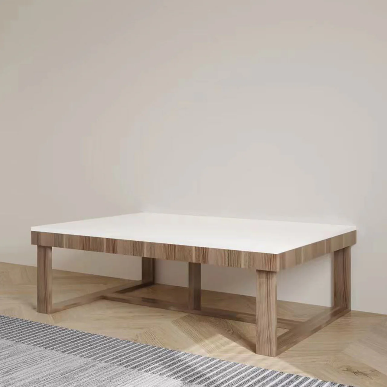 MW980 Contemporary Oak + White Coffee Table - Image 2