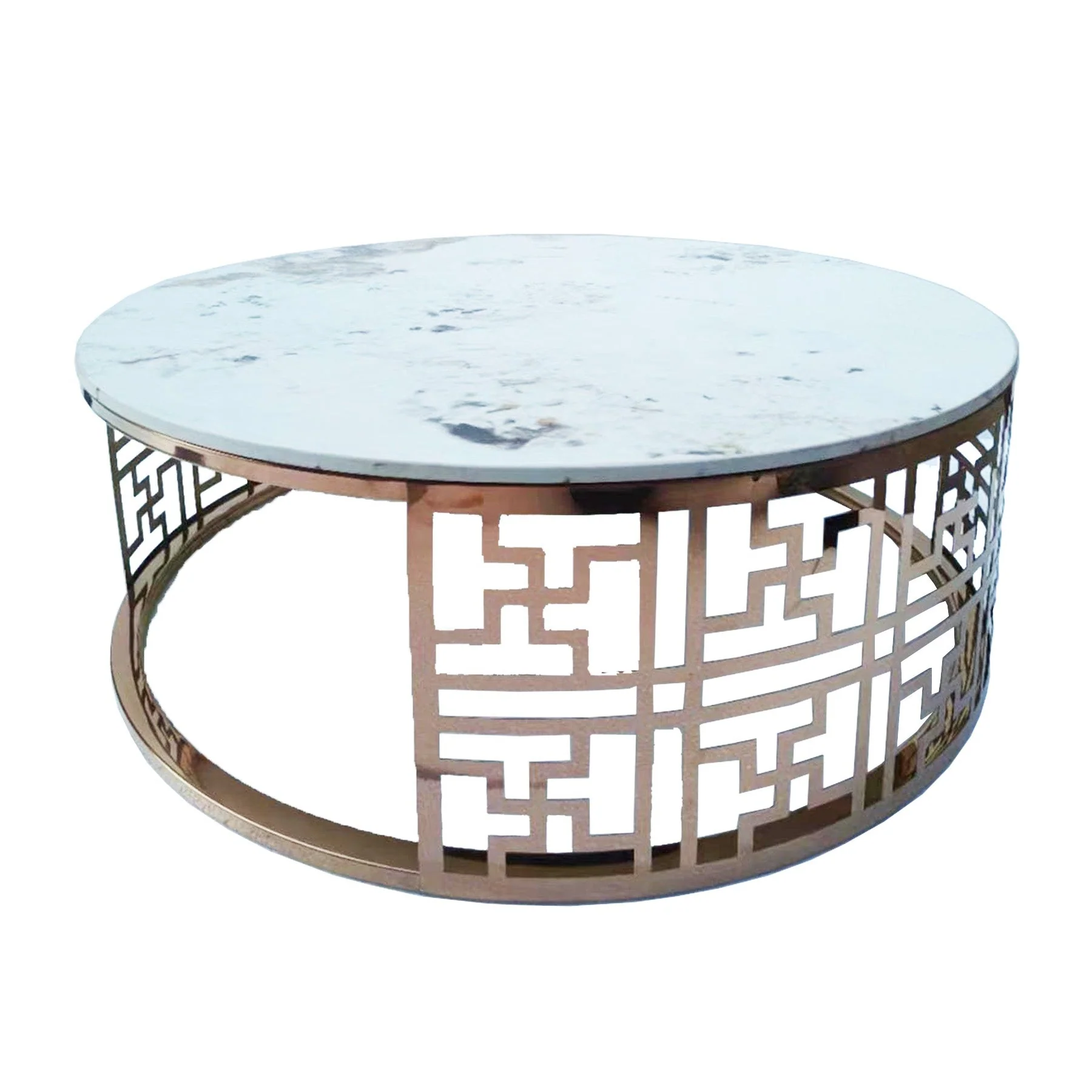 MWCTRG06 Round White And Gold Coffee Table