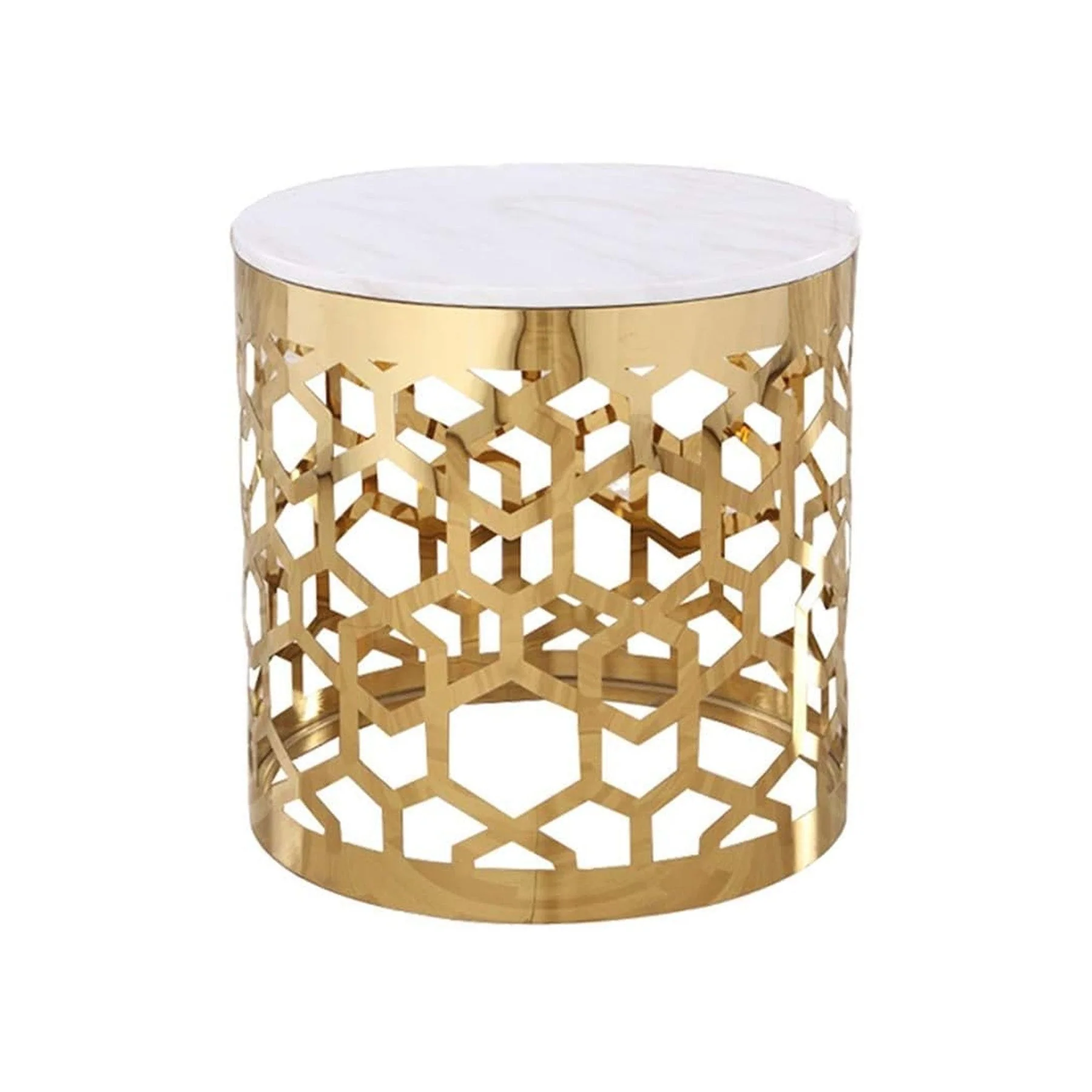 MWCTRG07 Abstract Round Gold And White Coffee Table