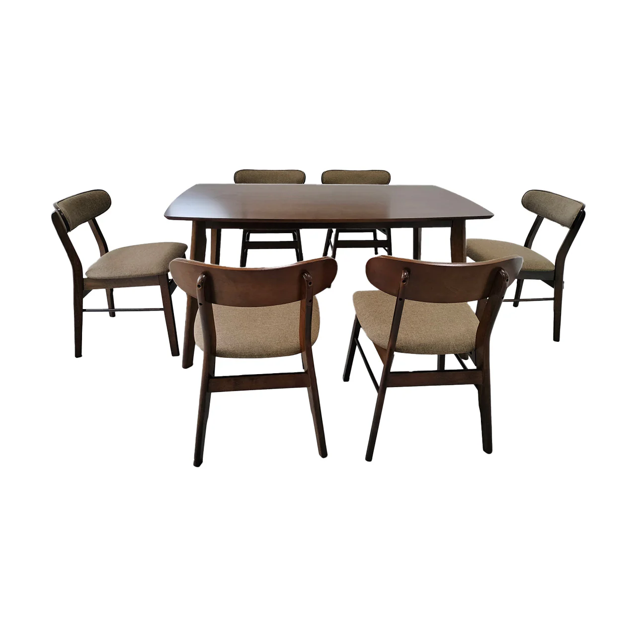 MWDRS26 Modern Brown Dining Set 1+6 - Image 2