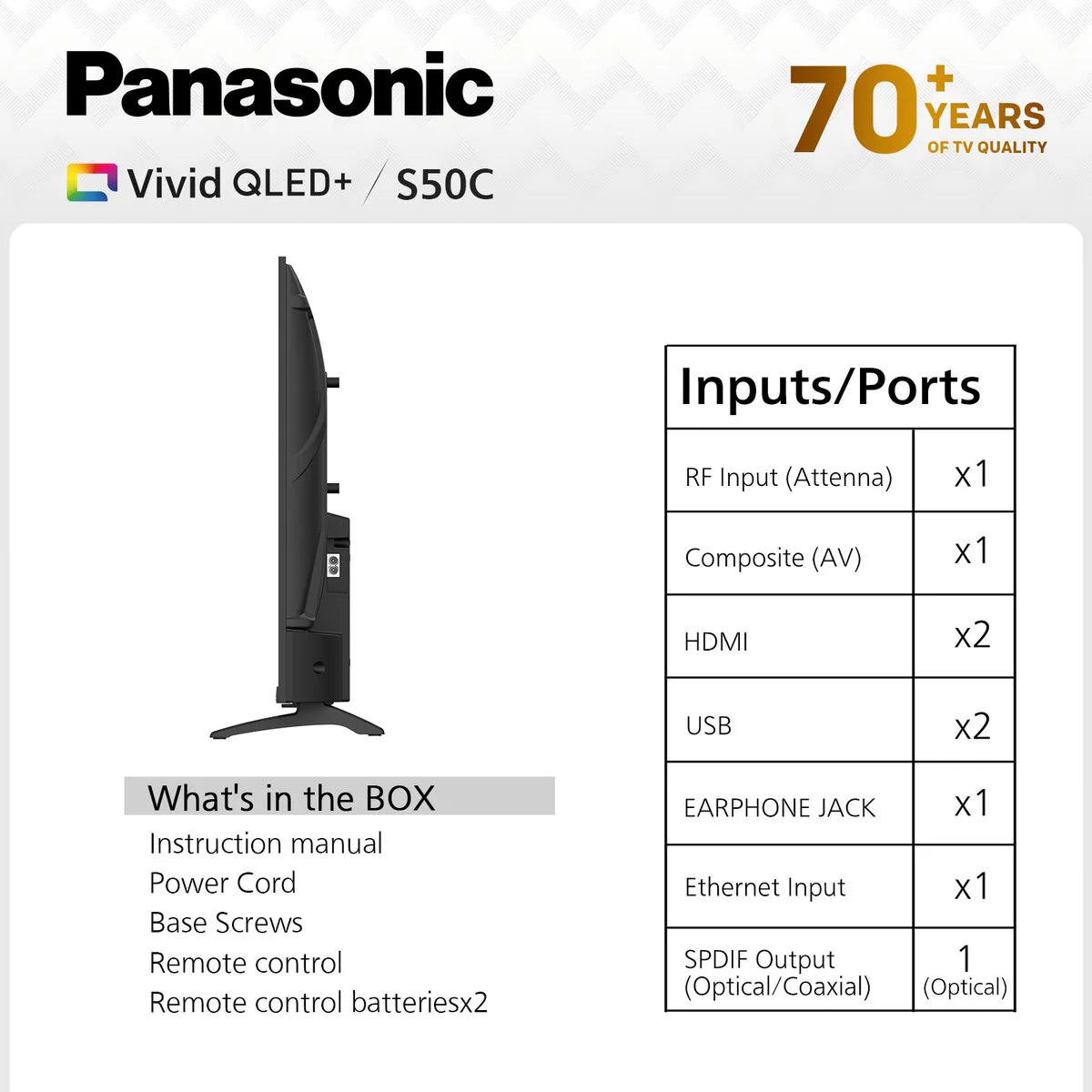 Panasonic 32" S50CGF HD Vivid QLED+ Google Smart TV with Dolby Audio - Image 3