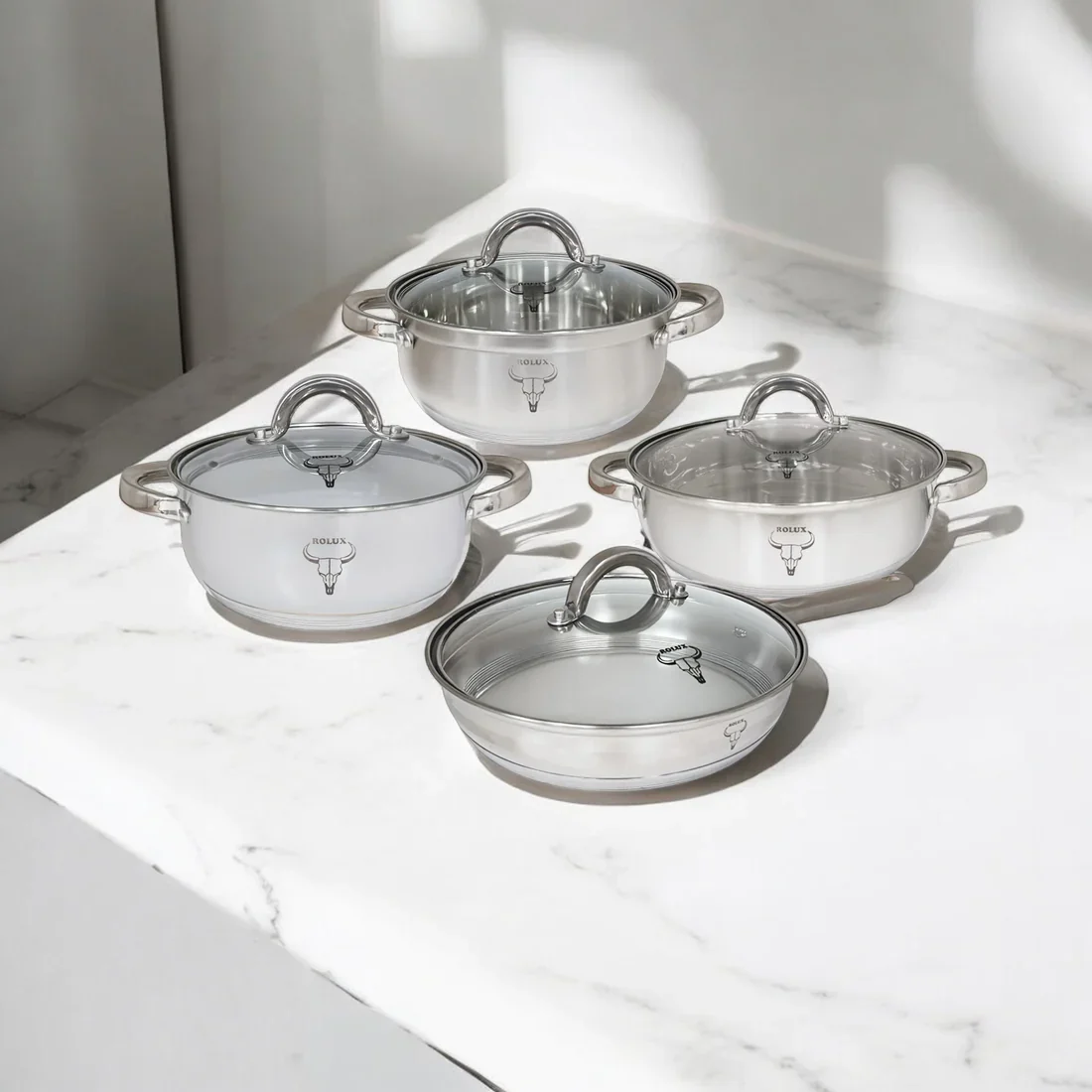 Rolux 8 Piece Pot Set Silver - Image 2