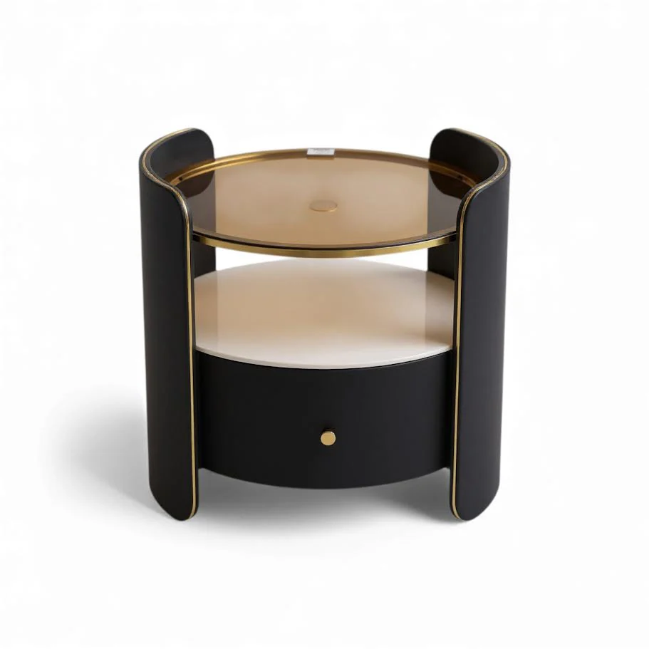 Round Glass Top Nightstand
