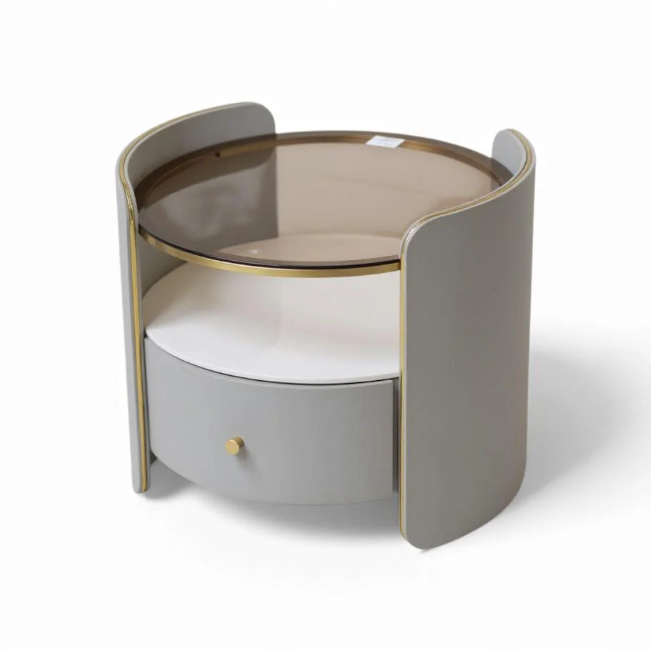Round Glass Top Nightstand - Image 2