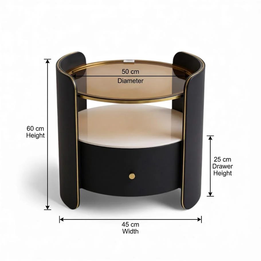 Round Glass Top Nightstand - Image 4