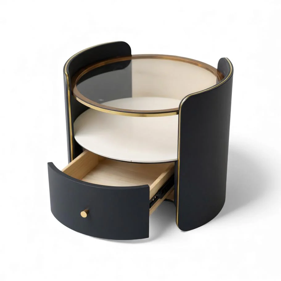 Round Glass Top Nightstand - Image 5
