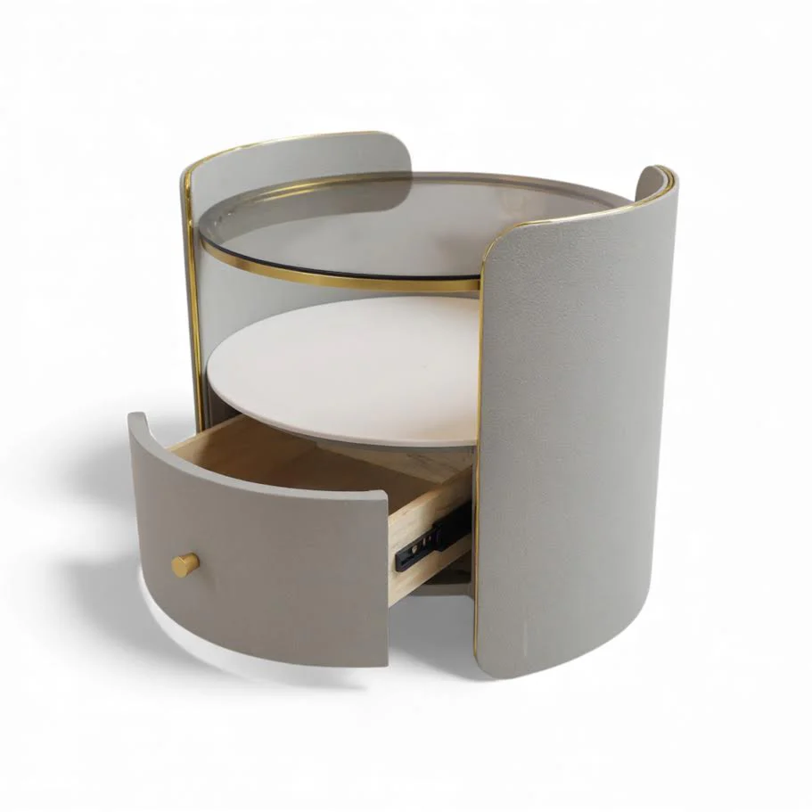 Round Glass Top Nightstand - Image 6
