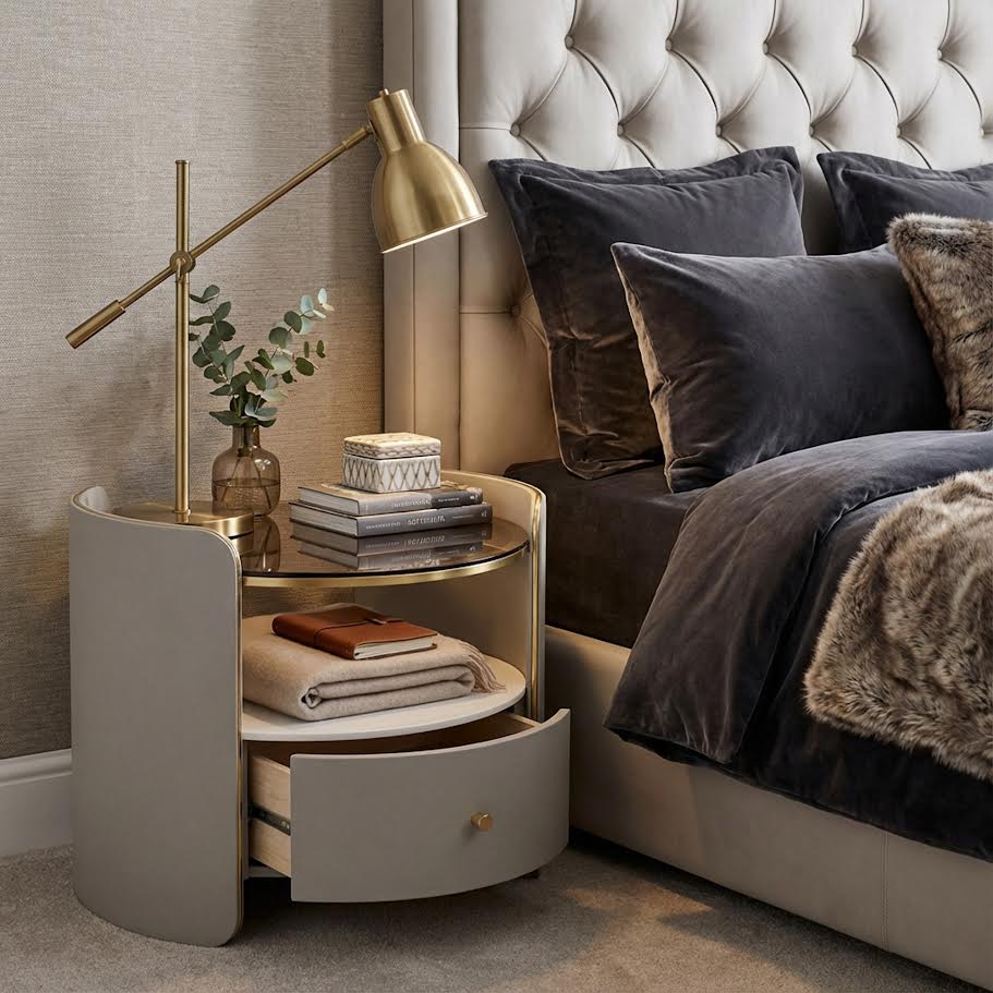 Round Glass Top Nightstand - Image 7