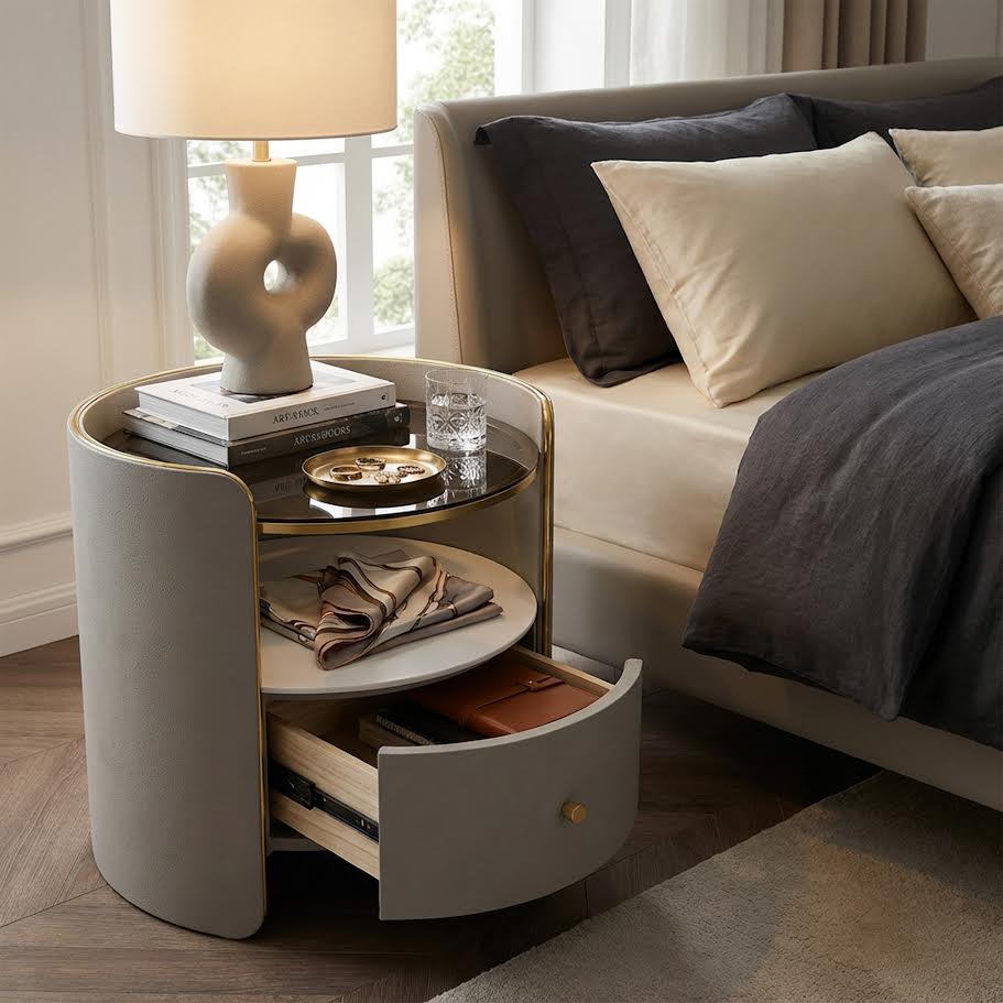 Round Glass Top Nightstand - Image 8